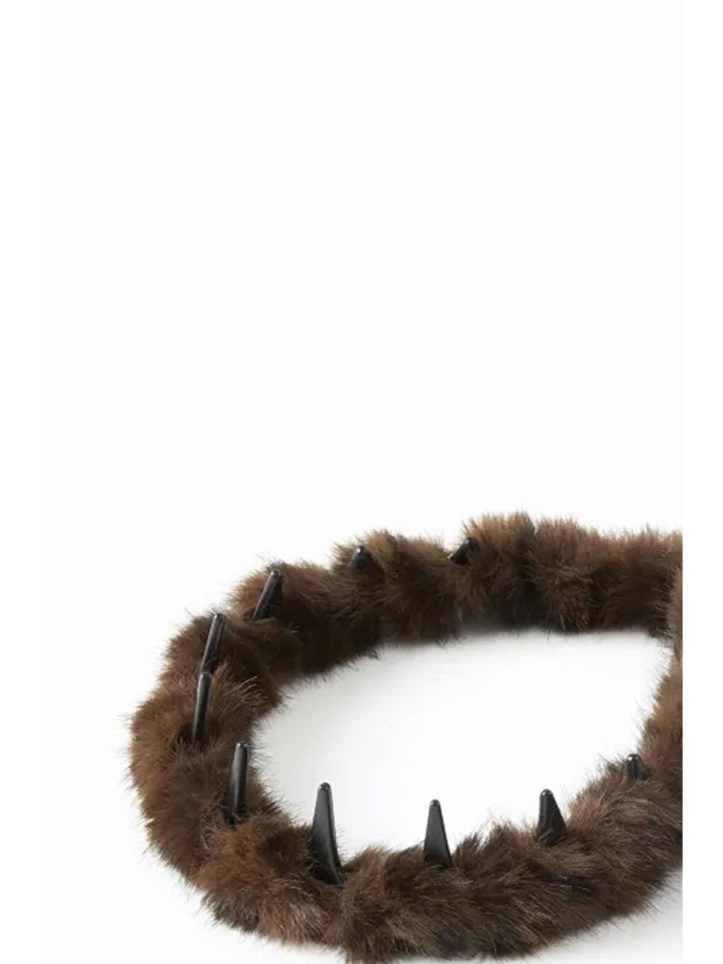Kahverengi Yumuşak Kürklü Dekorlu Geçmeli Taç-3