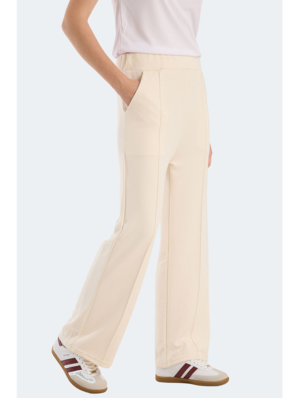 VILLE CZG Kadın Bol Paça Ekru Eşofman Altı-2