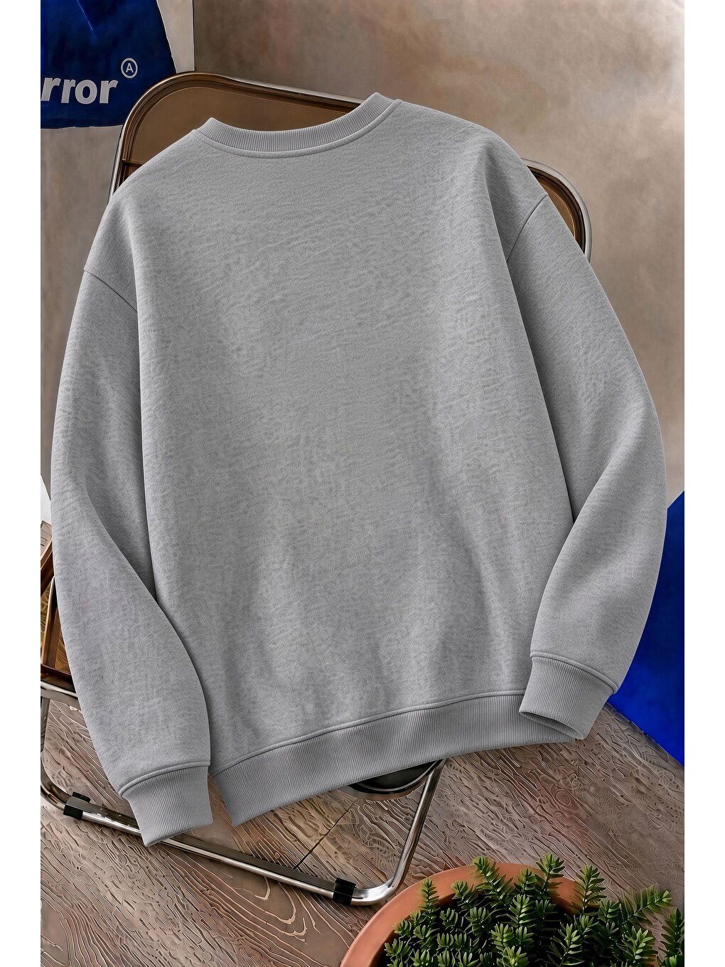 Gri Bs Life Design Minimalist İllüstrasyon Baskılı Unisex Sweatshirt-büyük Beden Seçenekli-1