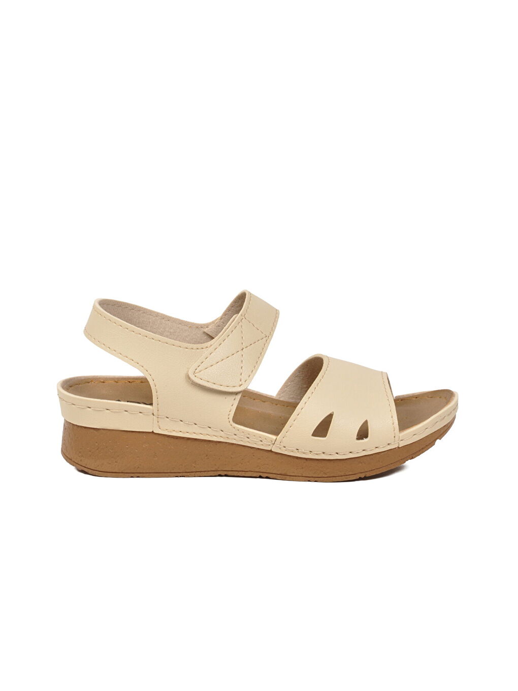 Bej Hafif Cırtlı Anatomik Kadın Sandalet 101-990 Z