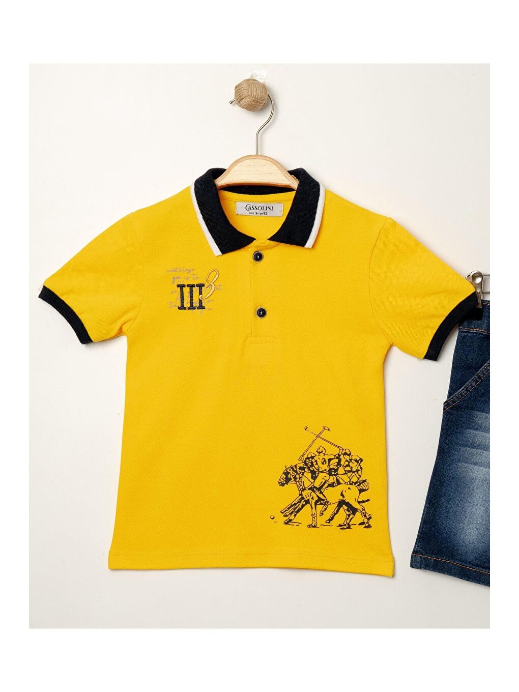 Sarı Tarz Lakos Asker Desenli Belden Ayarlanabilir Kısa Kollu Şortlu 2'li Takım Çocuk ve Bebek Giyim-5