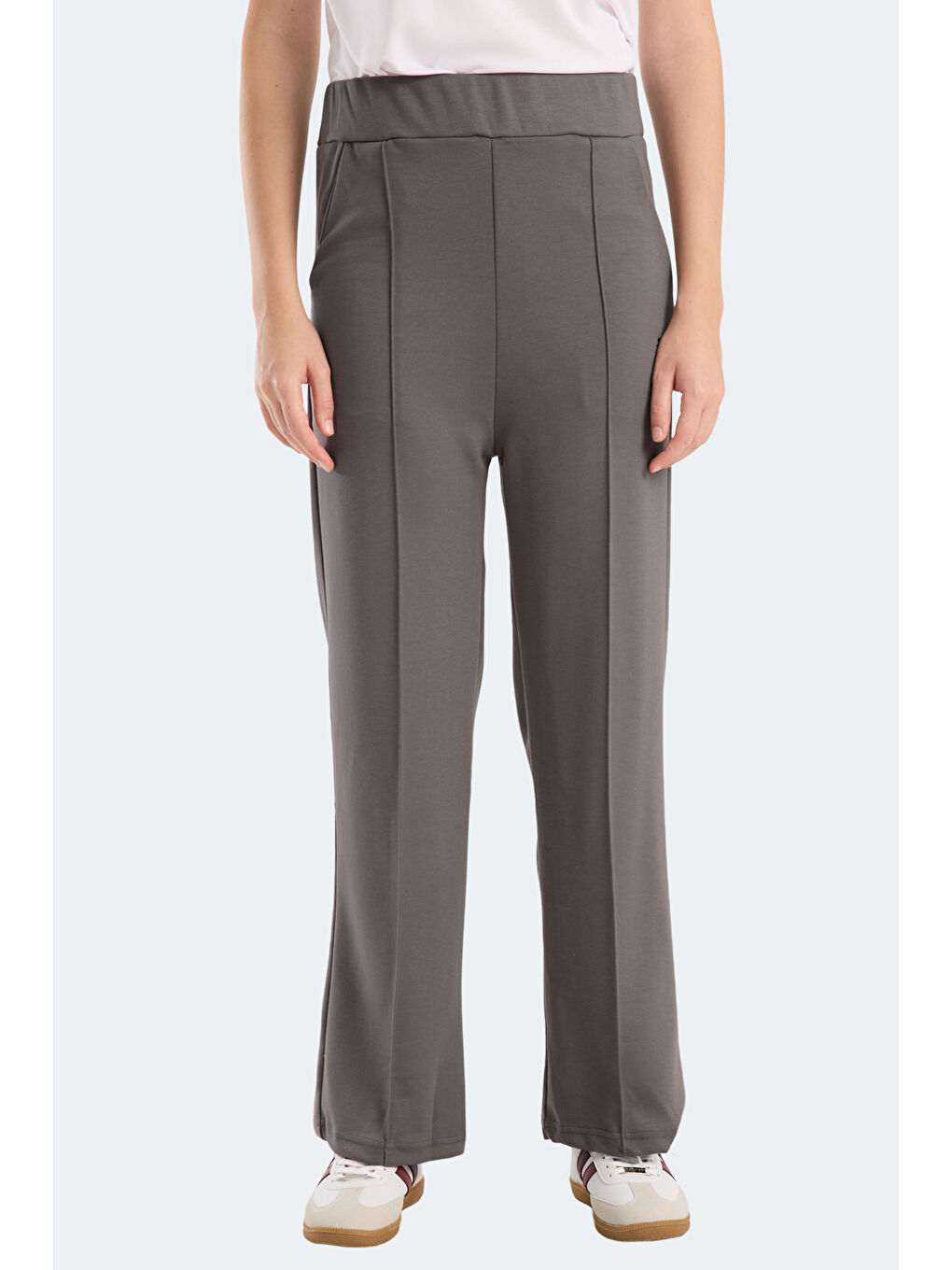 VILLE CZG Kadın Bol Paça Koyu Gri Eşofman Altı-5