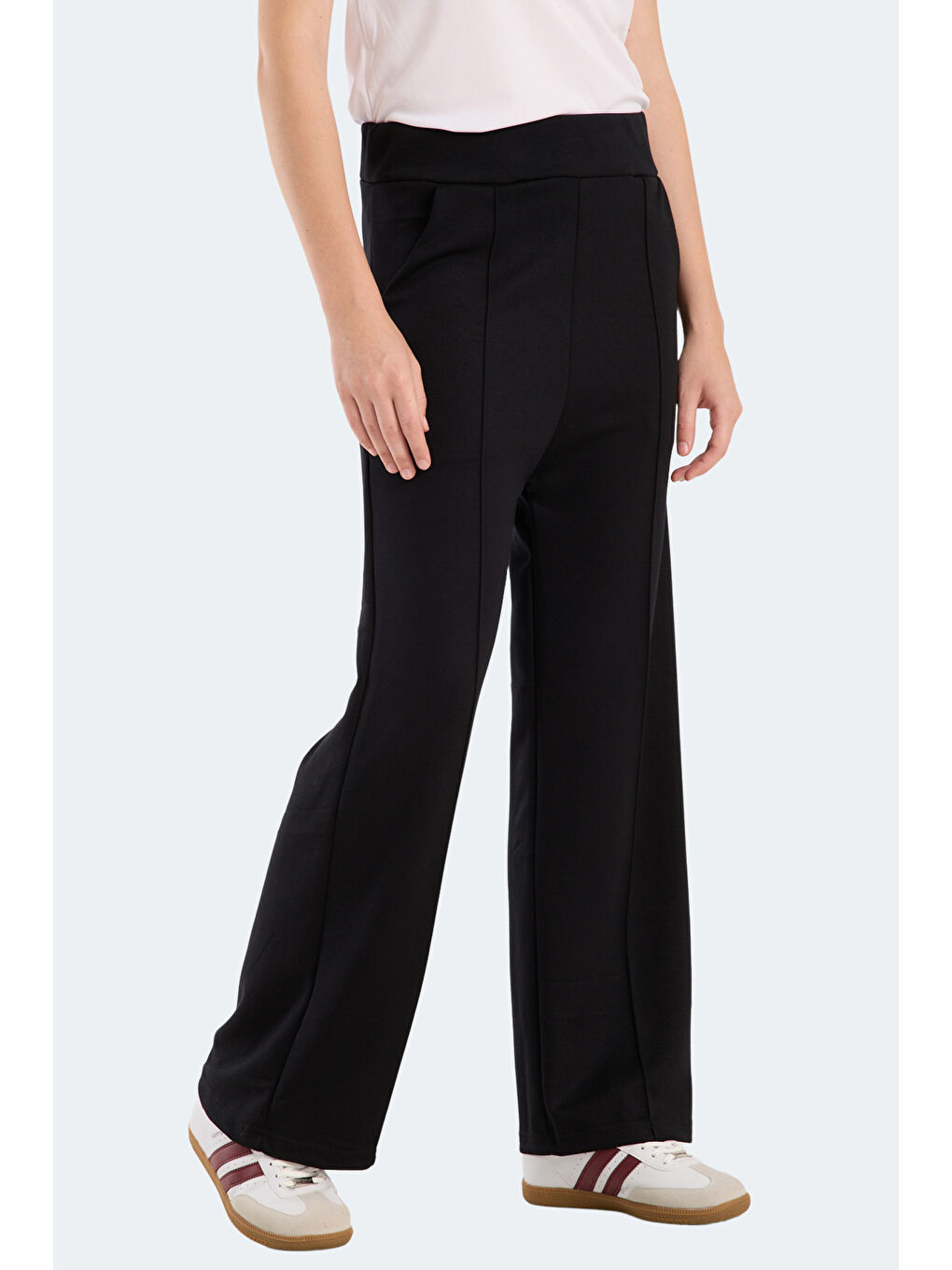 VILLE CZG Kadın Bol Paça Siyah Eşofman Altı-5