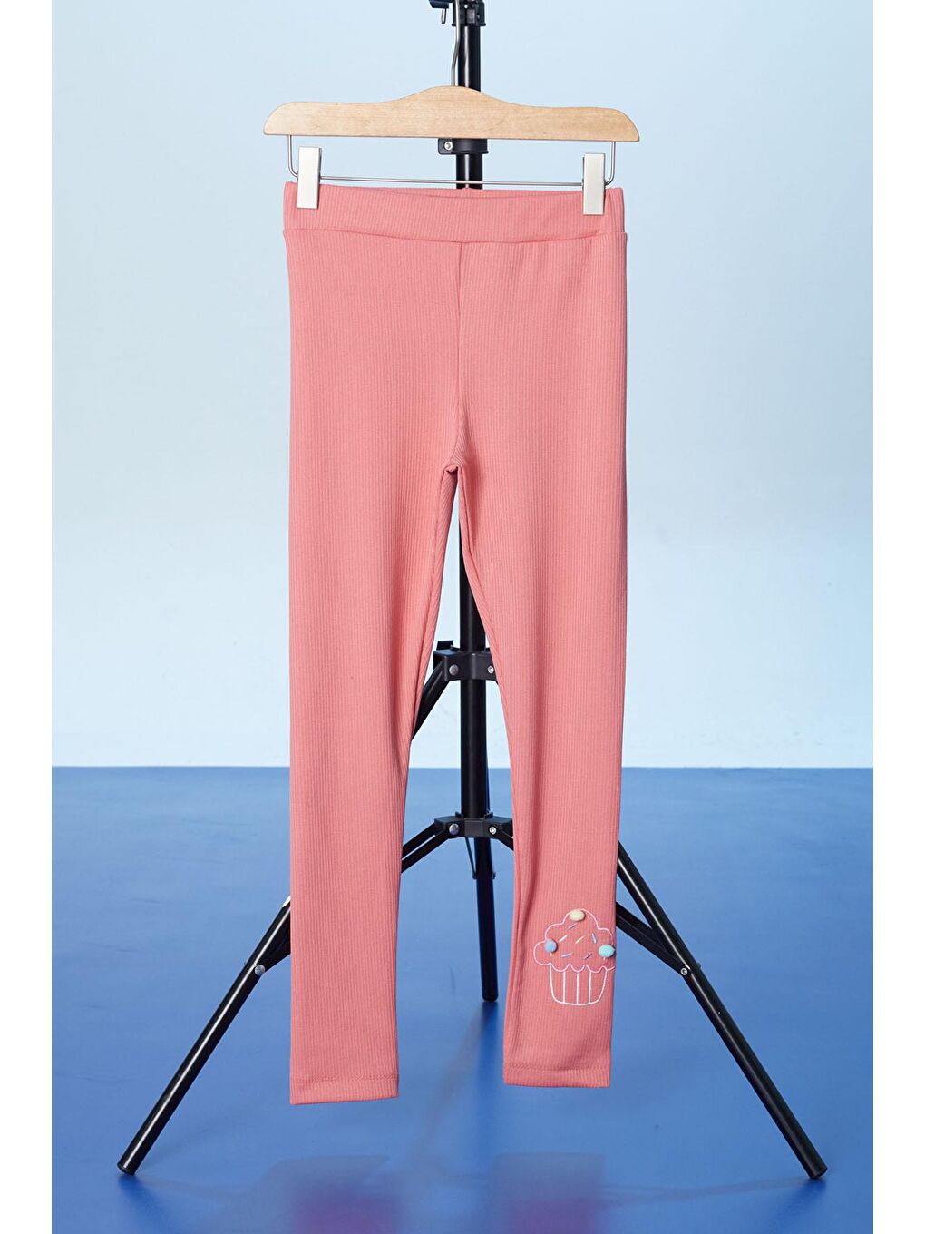 Pembe Somon Cupcake Nakışlı Fitilli Kız Çocuk Tayt