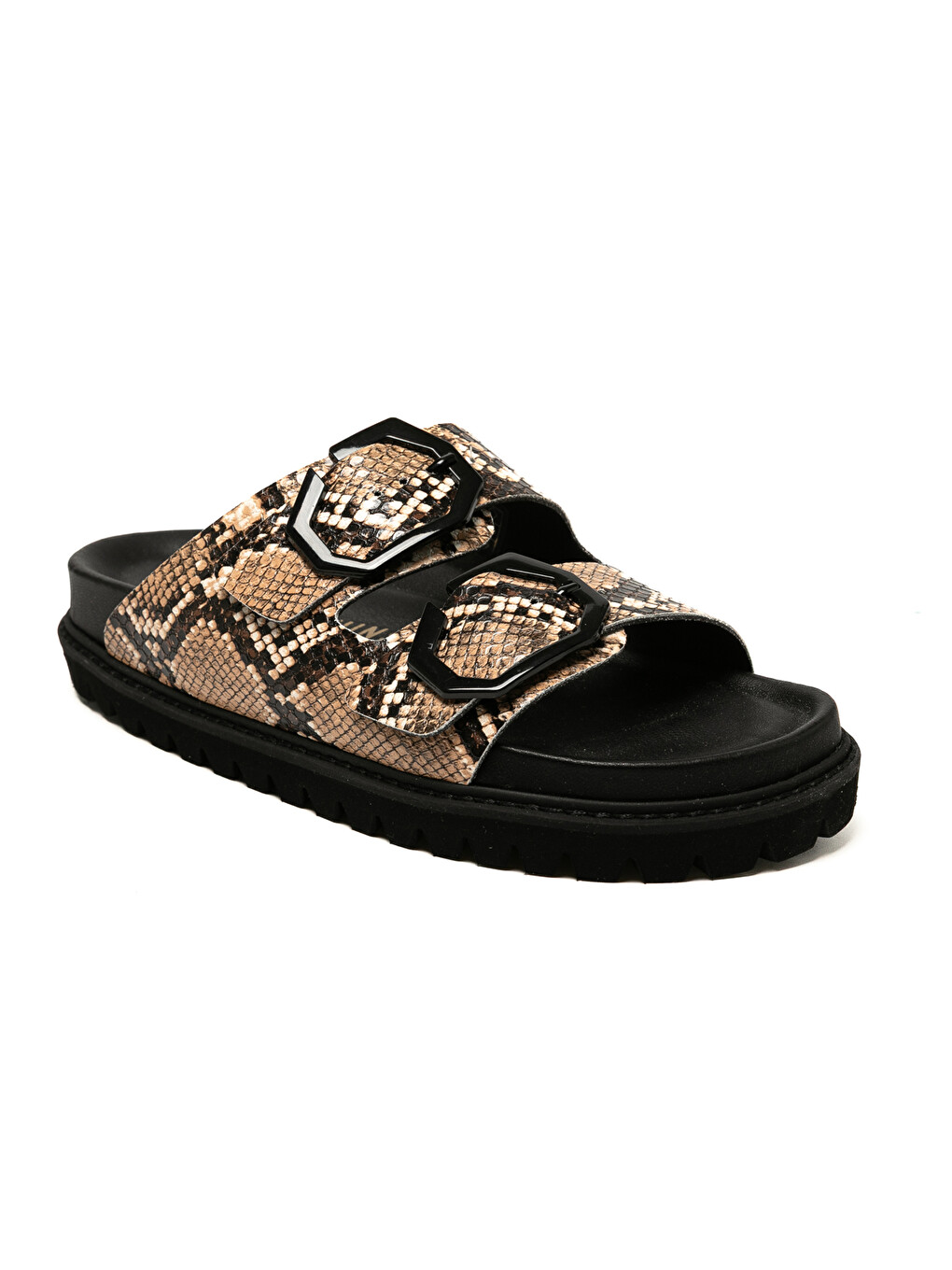 Kahverengi Kadın Terlik GALIA G106282 Vegan Snake Camel-1