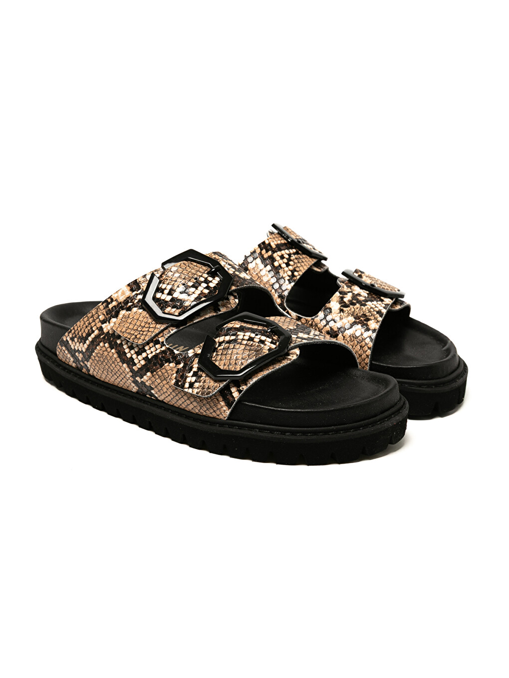 Kahverengi Kadın Terlik GALIA G106282 Vegan Snake Camel-2