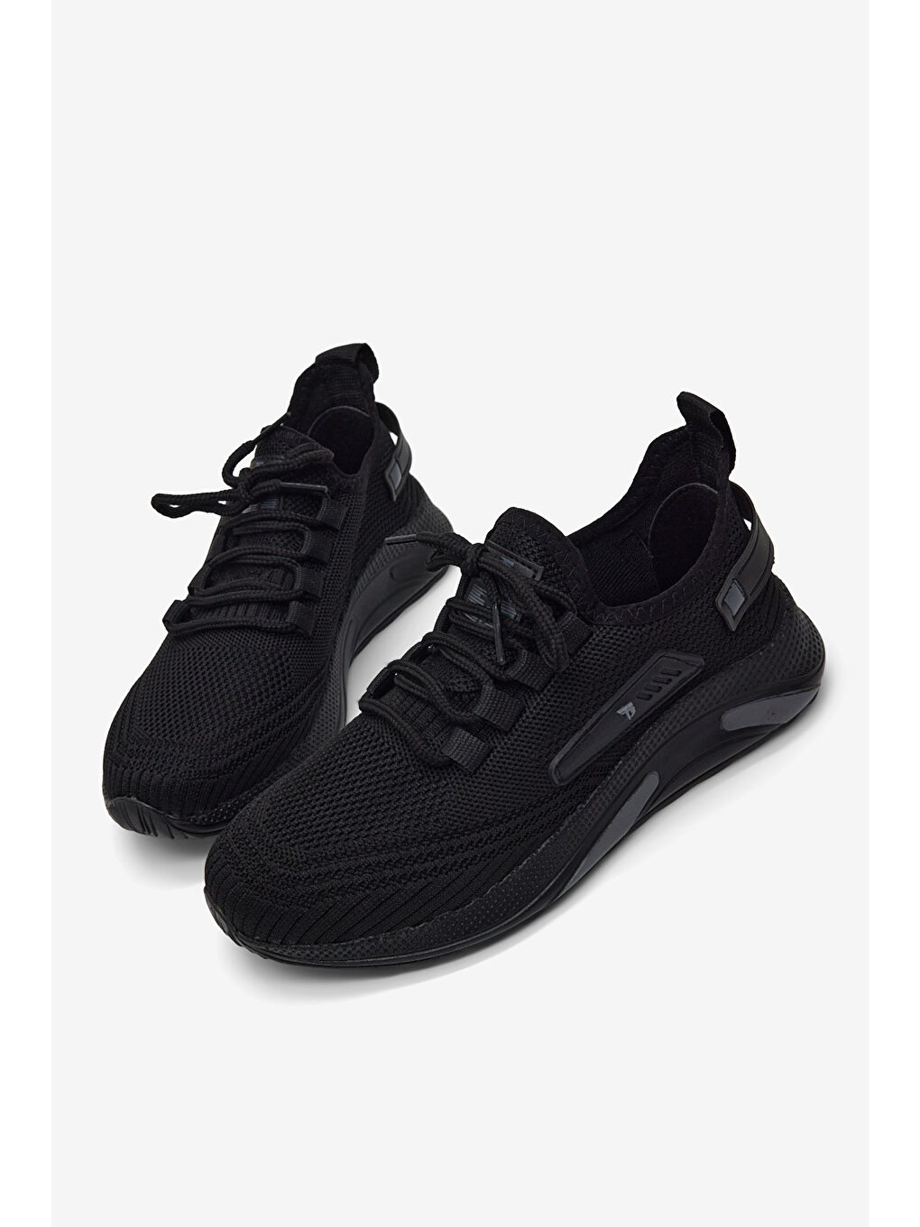 Erkek Siyah Esnek Konforlu Rahat Kalıp Spor Ayakkabı-1