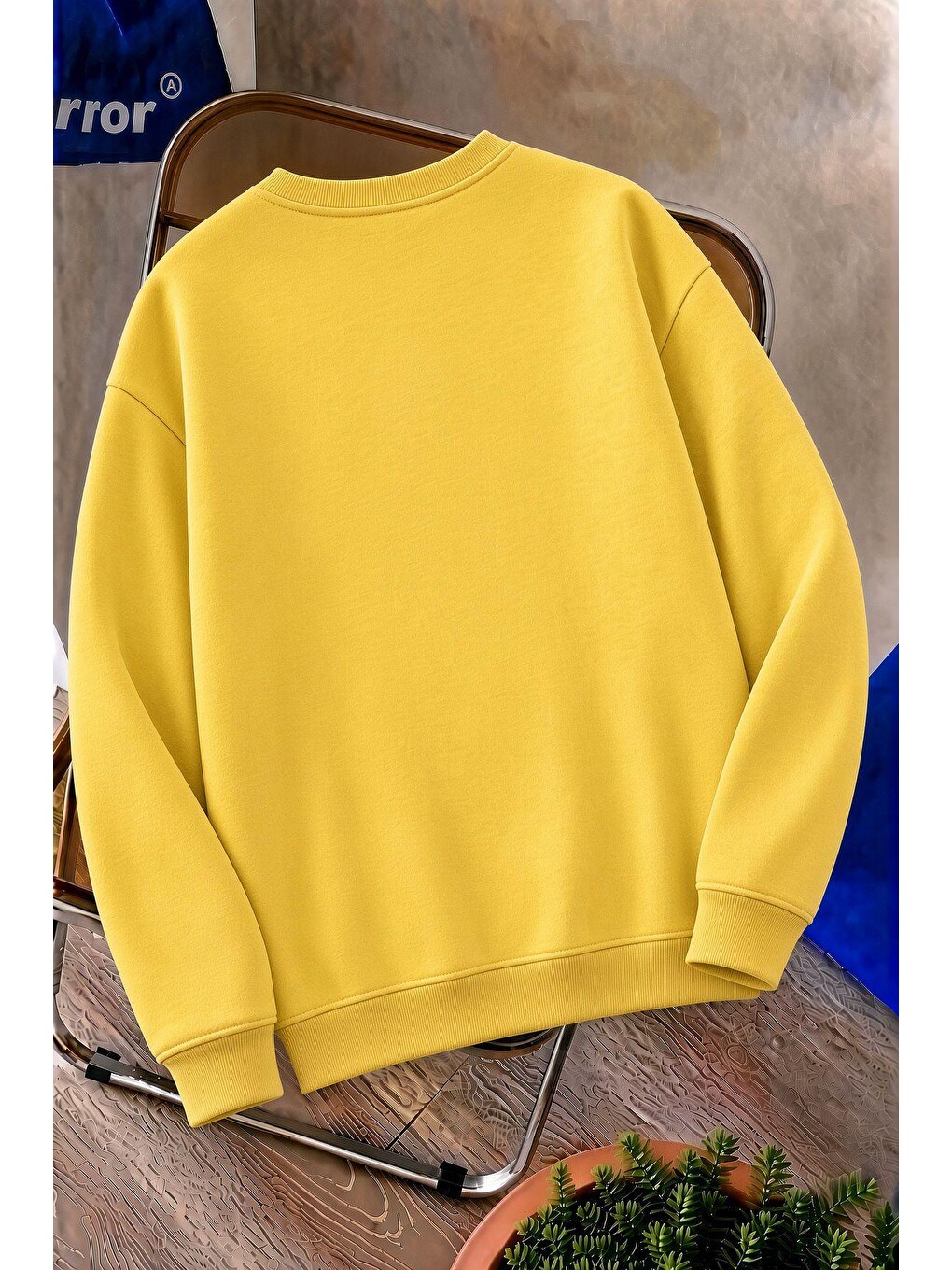 Sarı Bs Life Design Minimalist İllüstrasyon Baskılı Sweatshirt-büyük Beden Seçenekli-1