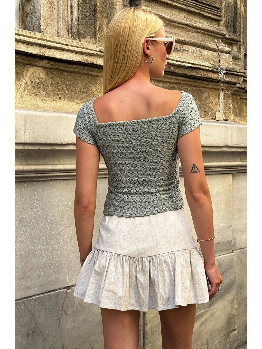 Haki Madonna Yaka Dokulu Bluz-2