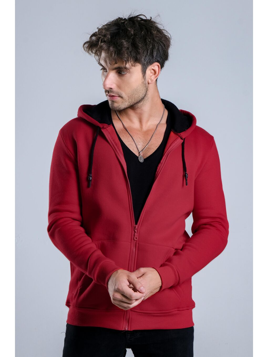 Kırmızı Kapüşonlu Şardonlu 3 İp Düz  JS C-51-4