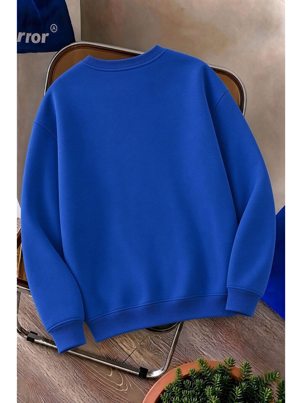 Mavi Bs Life Design Minimalist İllüstrasyon Baskılı Uisex Sweatshirt-büyük Beden Seçenekli-1