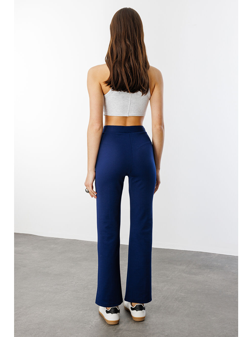 Lacivert Kadın Yüksek Bel Toparlayıcı Ispanyol Paça Palazzo Pantolon PANTOLON-003-4