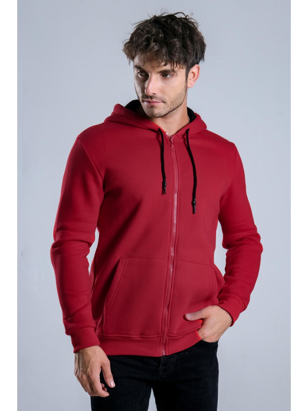 Kırmızı Kapüşonlu Şardonlu 3 İp Düz  JS C-51-5