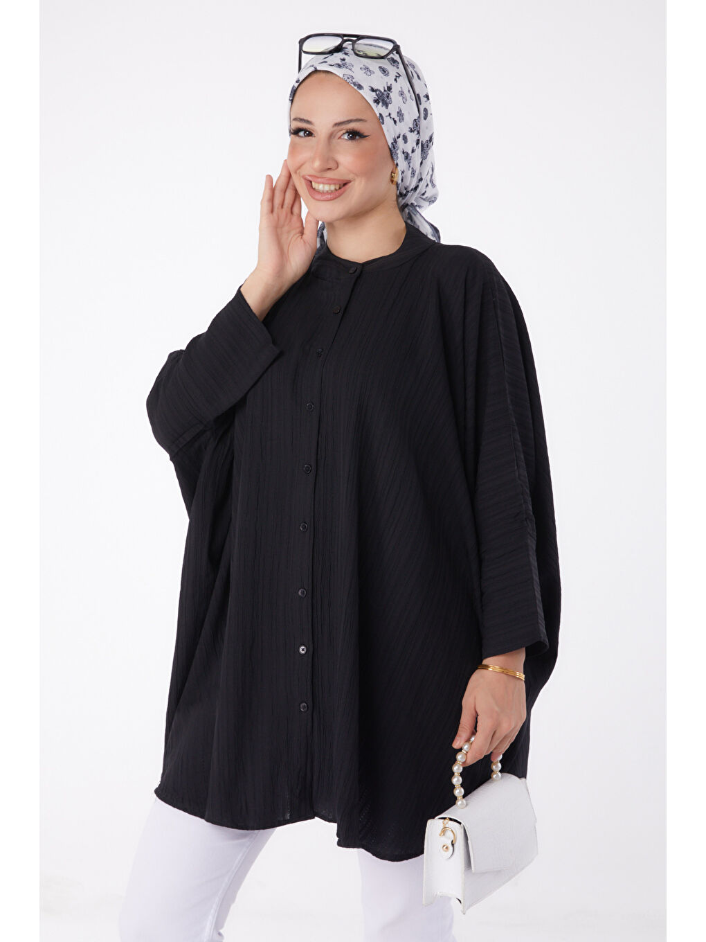 Hakim Yaka Kadın Siyah Salaş Tunik - 26001