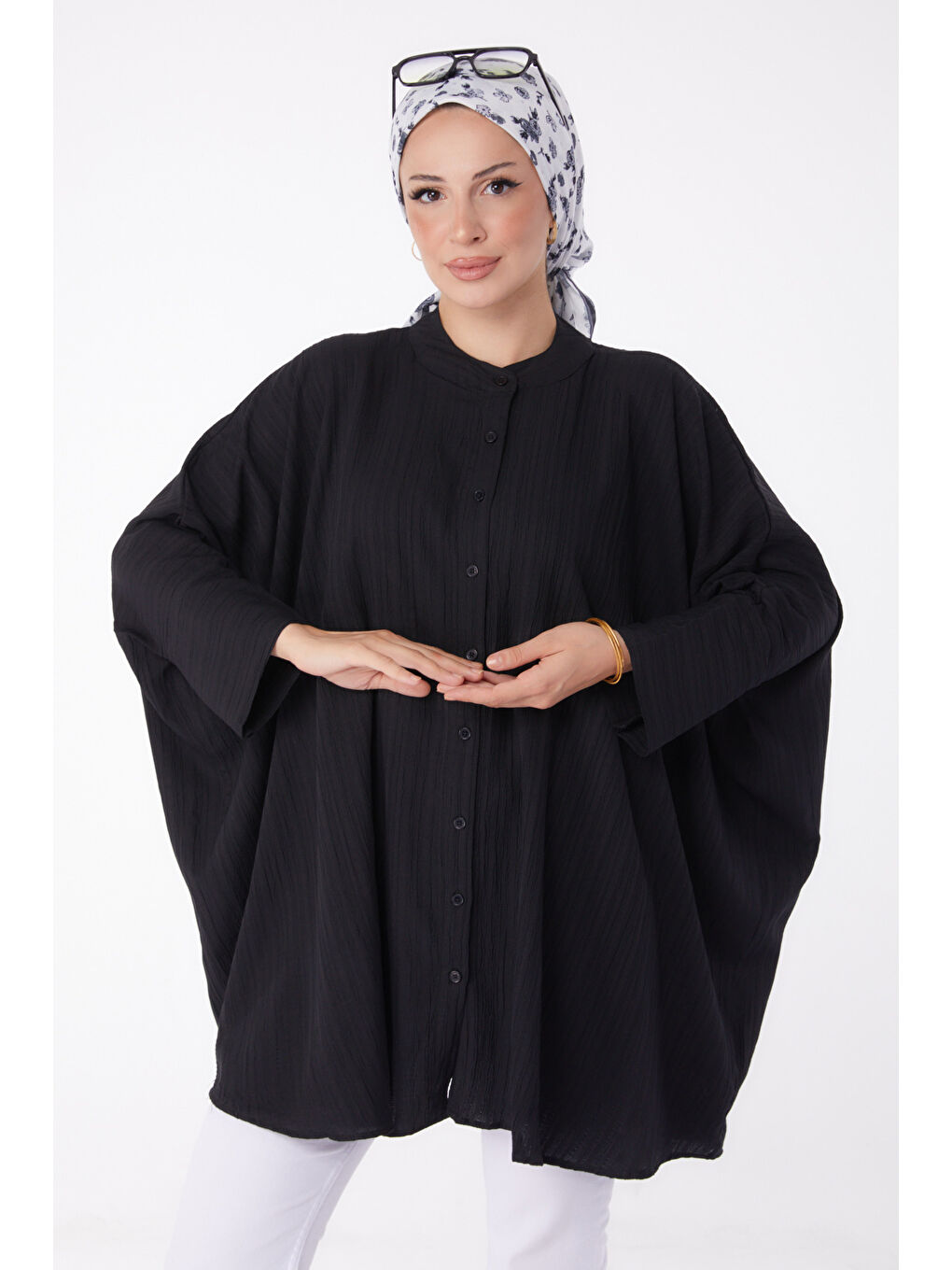 Hakim Yaka Kadın Siyah Salaş Tunik - 26001-1