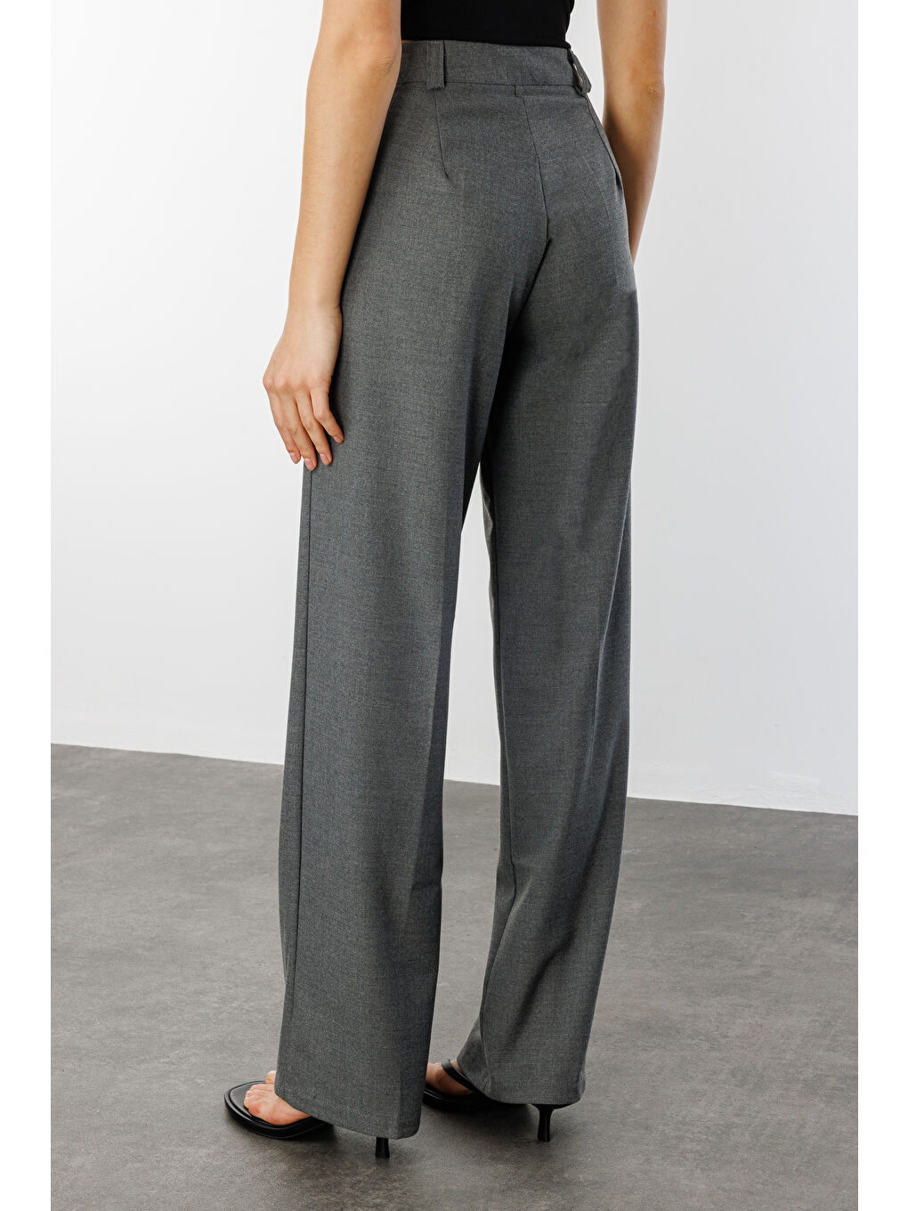 Antrasit Kadın Yüksek Bel Wide Leg Kumaş Pantolon PANTOLON-004-4
