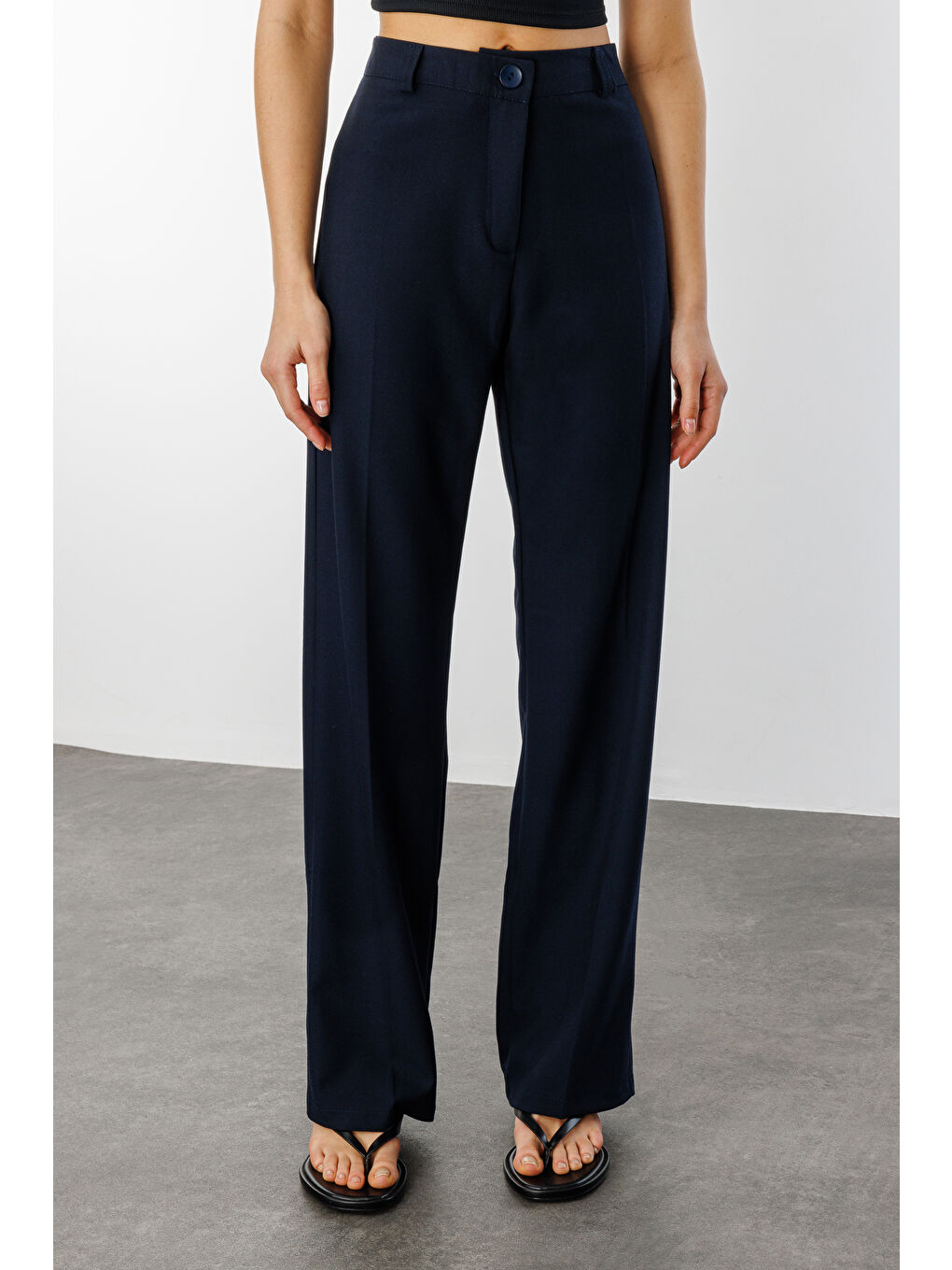 Lacivert Kadın Yüksek Bel Wide Leg Kumaş Pantolon PANTOLON-004-3