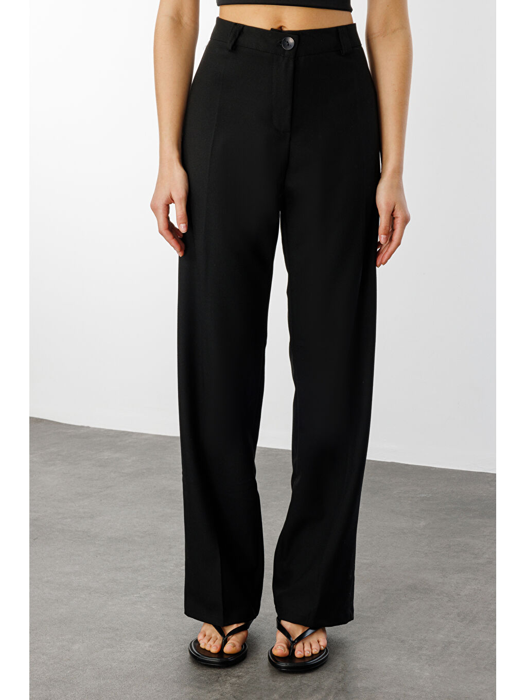 Siyah Kadın Yüksek Bel Wide Leg Kumaş Pantolon PANTOLON-004-2