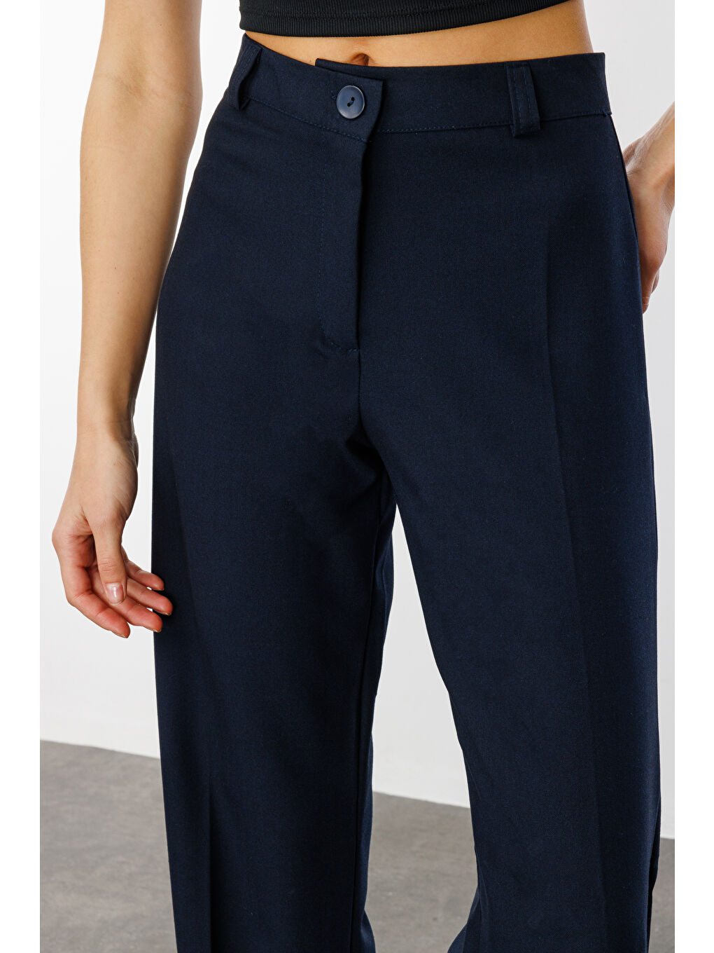 Lacivert Kadın Yüksek Bel Wide Leg Kumaş Pantolon PANTOLON-004-4