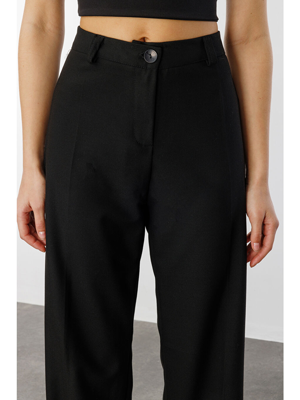 Siyah Kadın Yüksek Bel Wide Leg Kumaş Pantolon PANTOLON-004-3