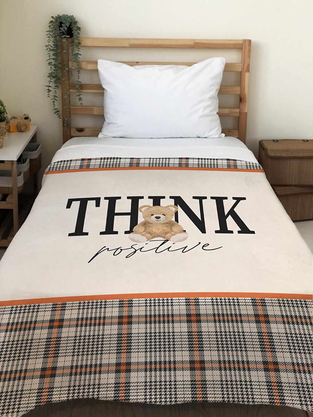 Karışık Teddy Desenli Soft Baskılı Tek Kişilik 150x220 Cm Battaniye - Kahverengi