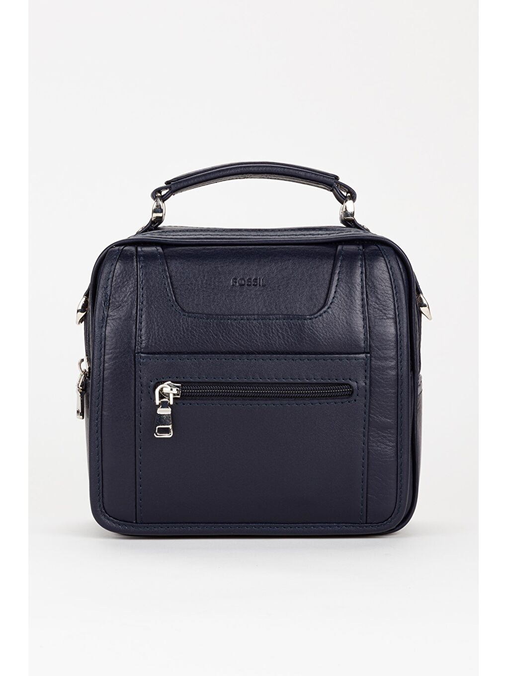 Lacivert %100 Hakiki Deri Erkek Yatay Tam Kapak El ve Çapraz Omuz Çantası