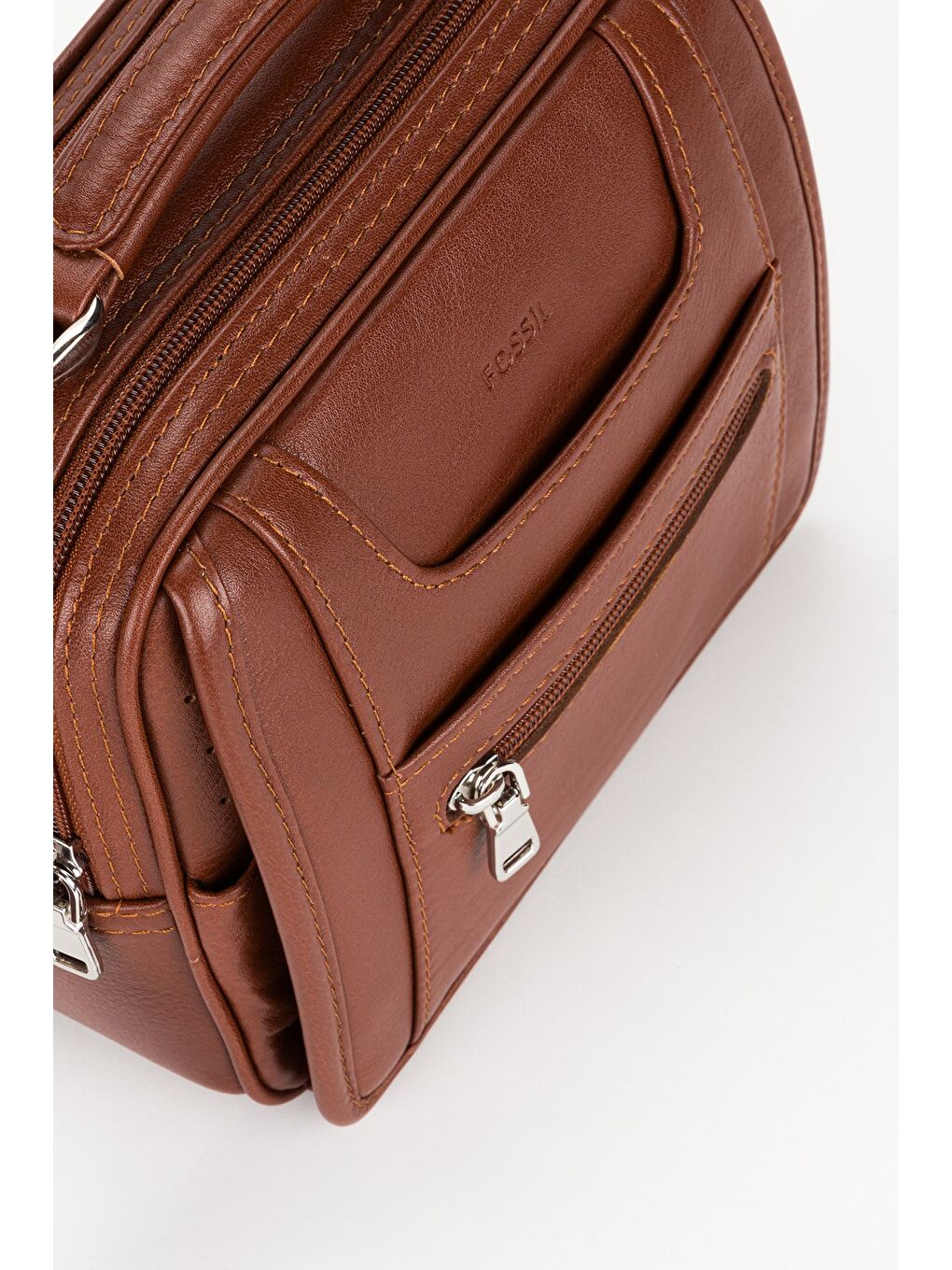 Kahverengi %100 Hakiki Deri Erkek Yatay Tam Kapak El ve Çapraz Omuz Çantası-5