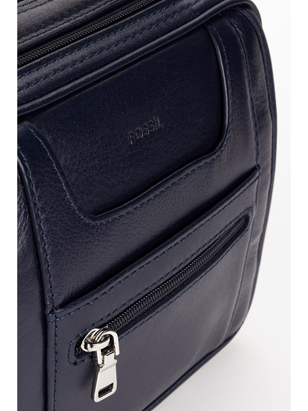 Lacivert %100 Hakiki Deri Erkek Yatay Tam Kapak El ve Çapraz Omuz Çantası-4