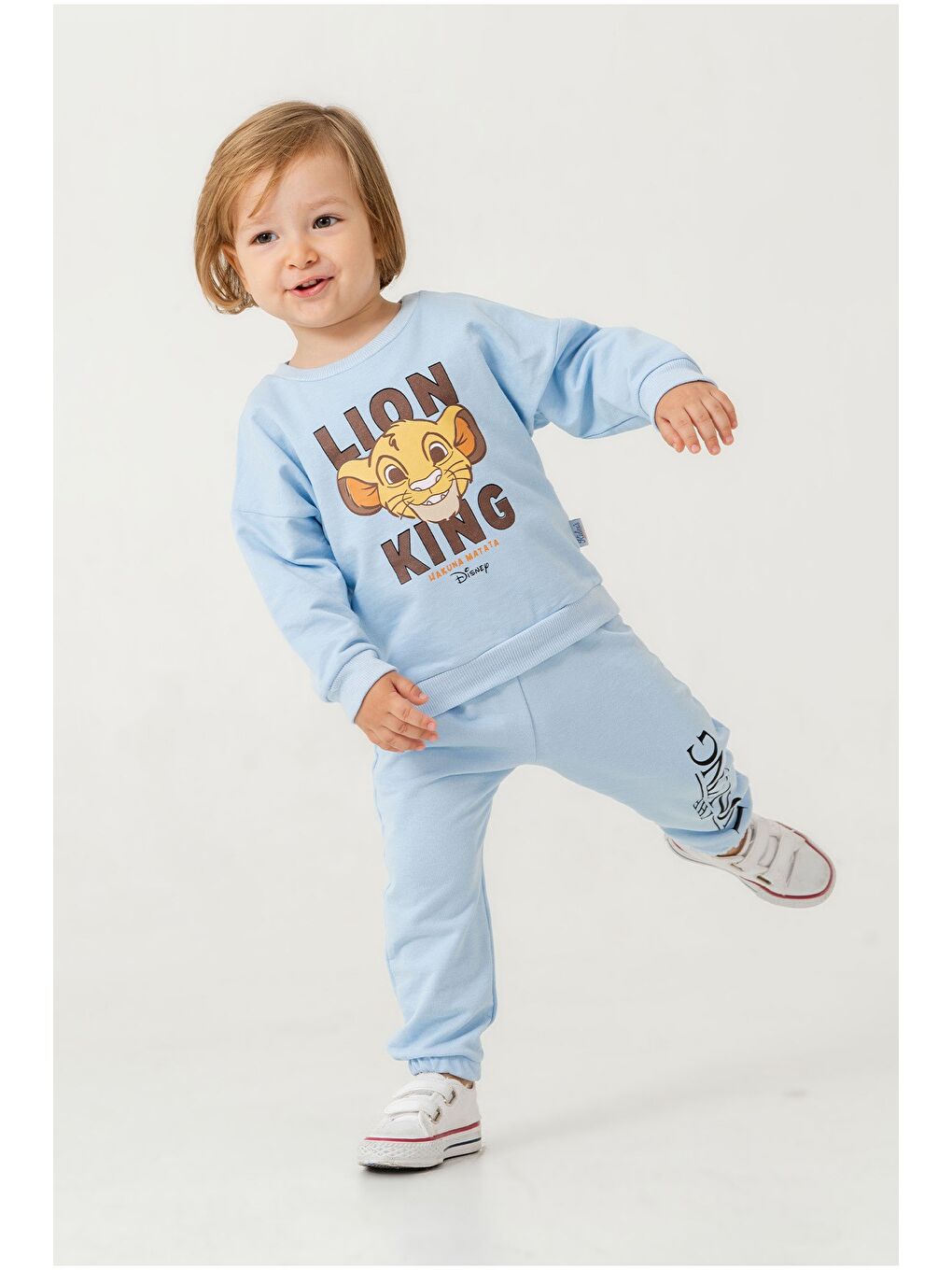 Mavi Erkek Bebek The Lion King Baskılı Mevsimlik Eşofman Takımı-3