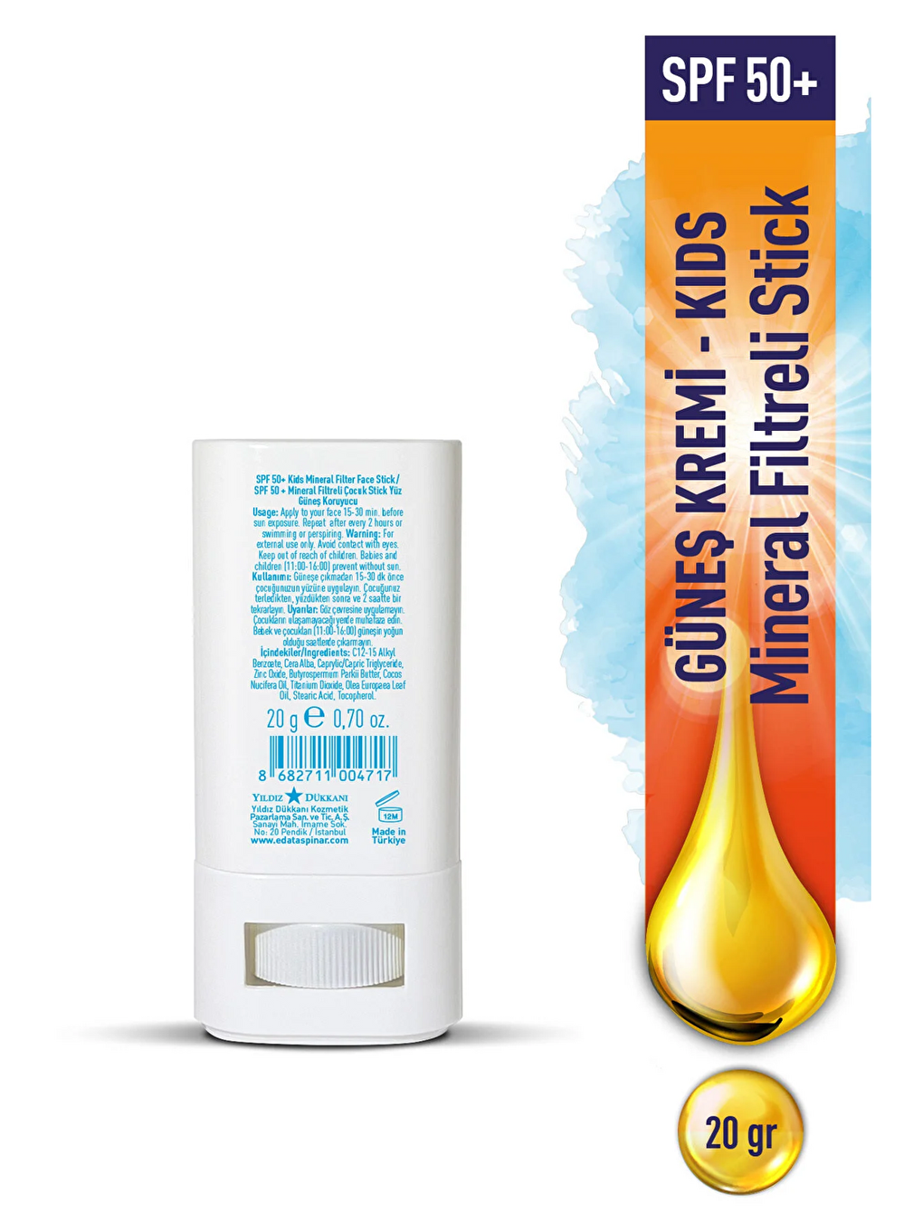 KIDS SPF 50+ Mineral Filtreli Güneş Koruyucu Face Stick (EGY0035)-2