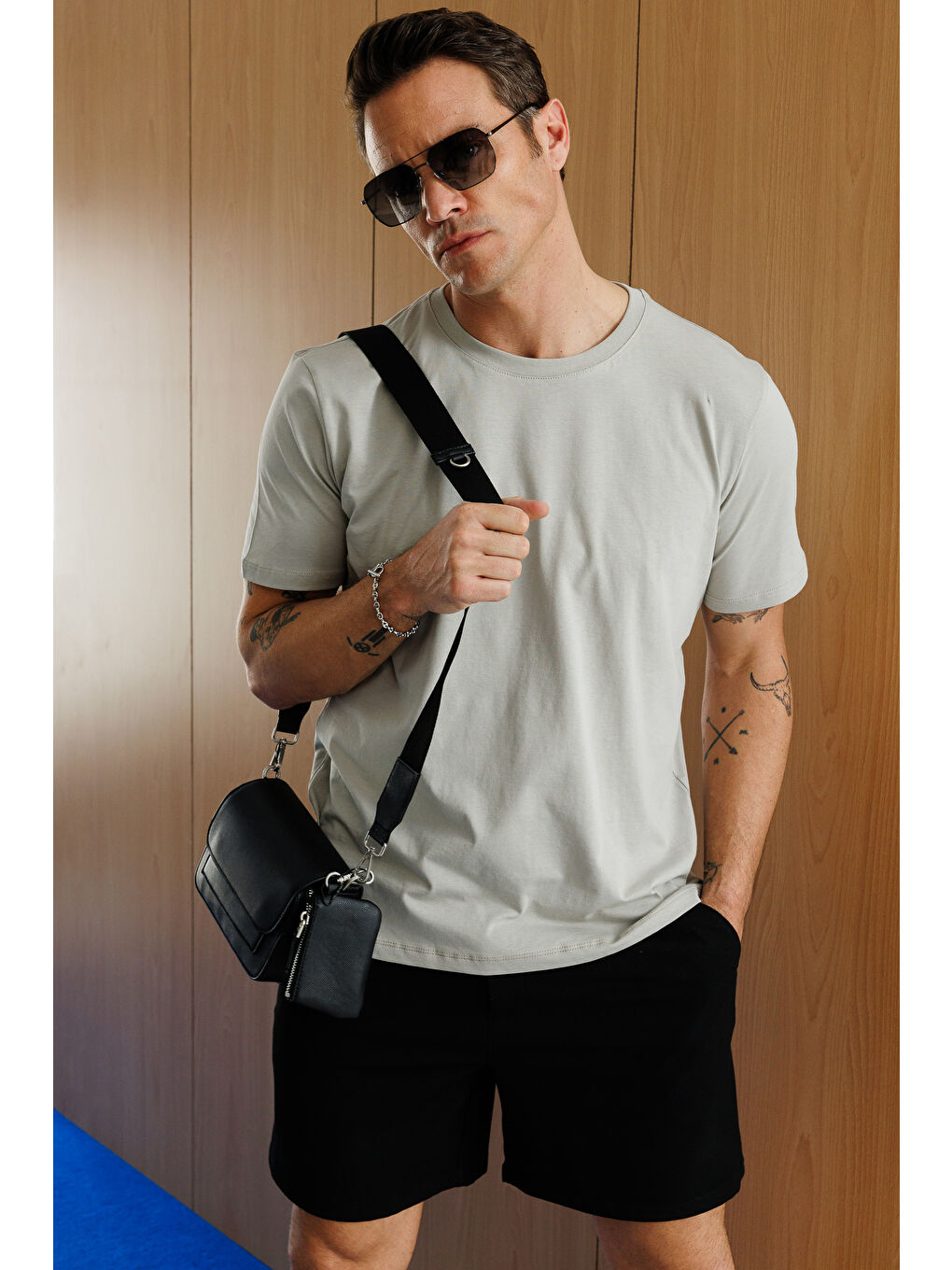 Gri Erkek T-shirt %100 Pamuk Regular Fit Standart Kesim Bisiklet Yaka Basic Tişört BASIC-T-SHIRT1-1