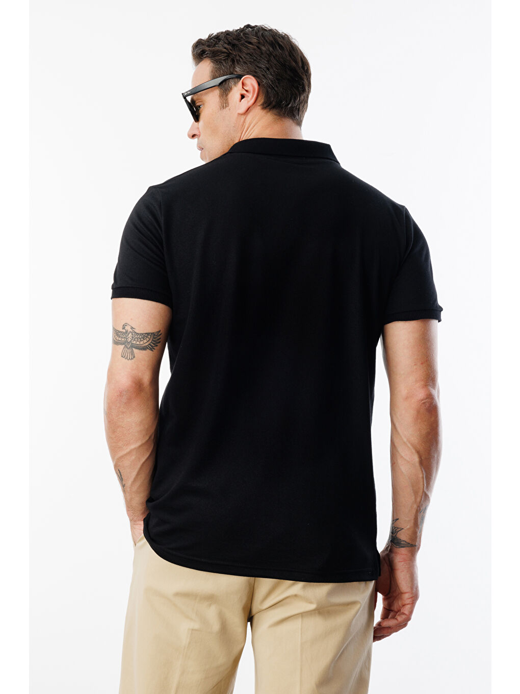 Siyah Erkek Çekmeyen Pamuklu Kumaş Regular Fit Standart Kesim Polo Yaka Tişört POLOYAKA-T-SHIRT1-5