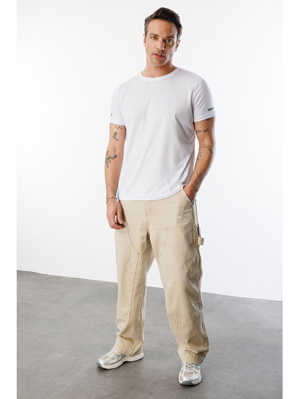 Beyaz Erkek Nem Emici Hızlı Kuruma Atletik Teknik Performans Spor T-shirt DRIFIT-KISAKOLNEW-2