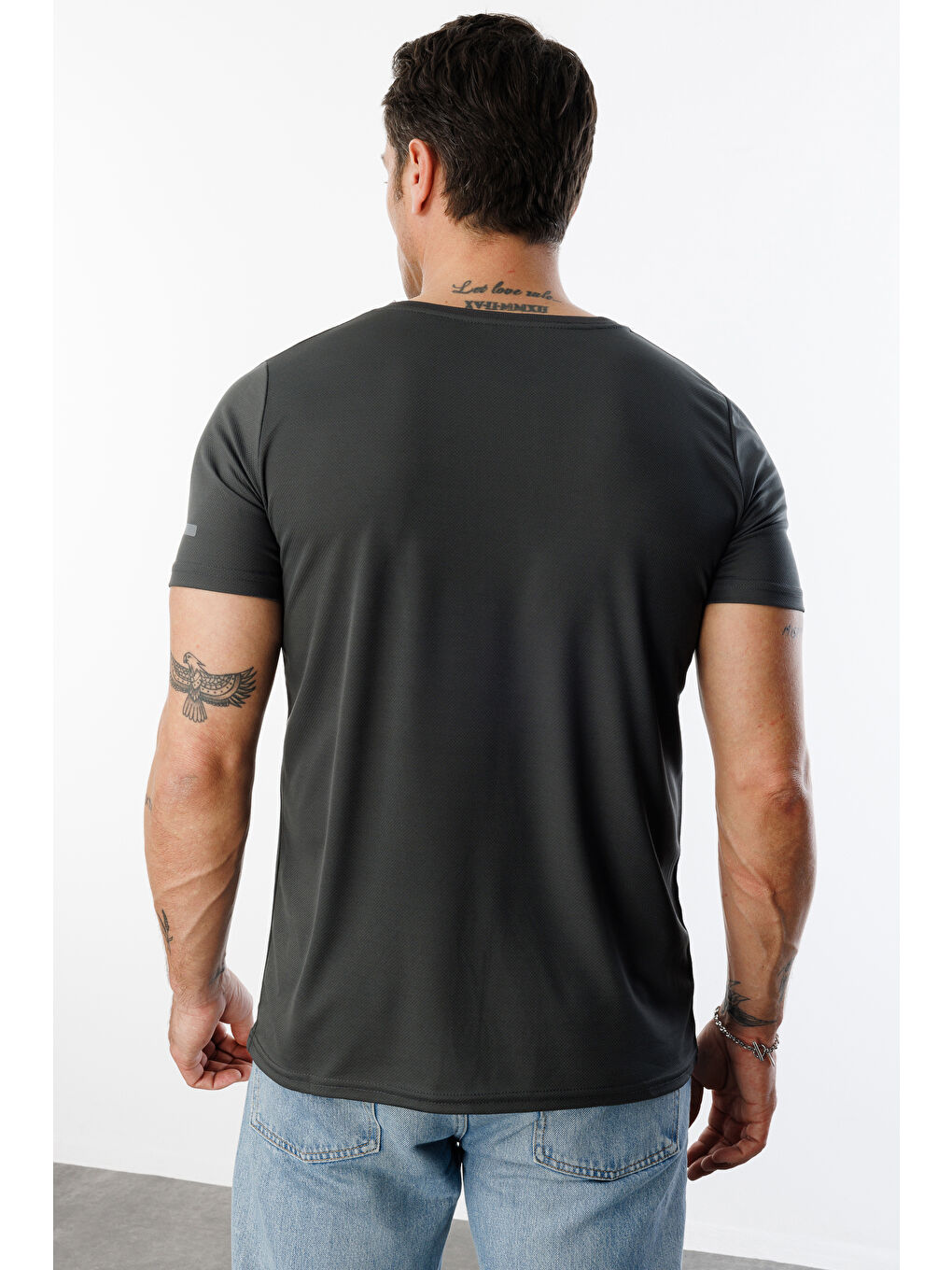 Gri Erkek Nem Emici Hızlı Kuruma Atletik Teknik Performans Spor T-shirt DRIFIT-KISAKOLNEW-3