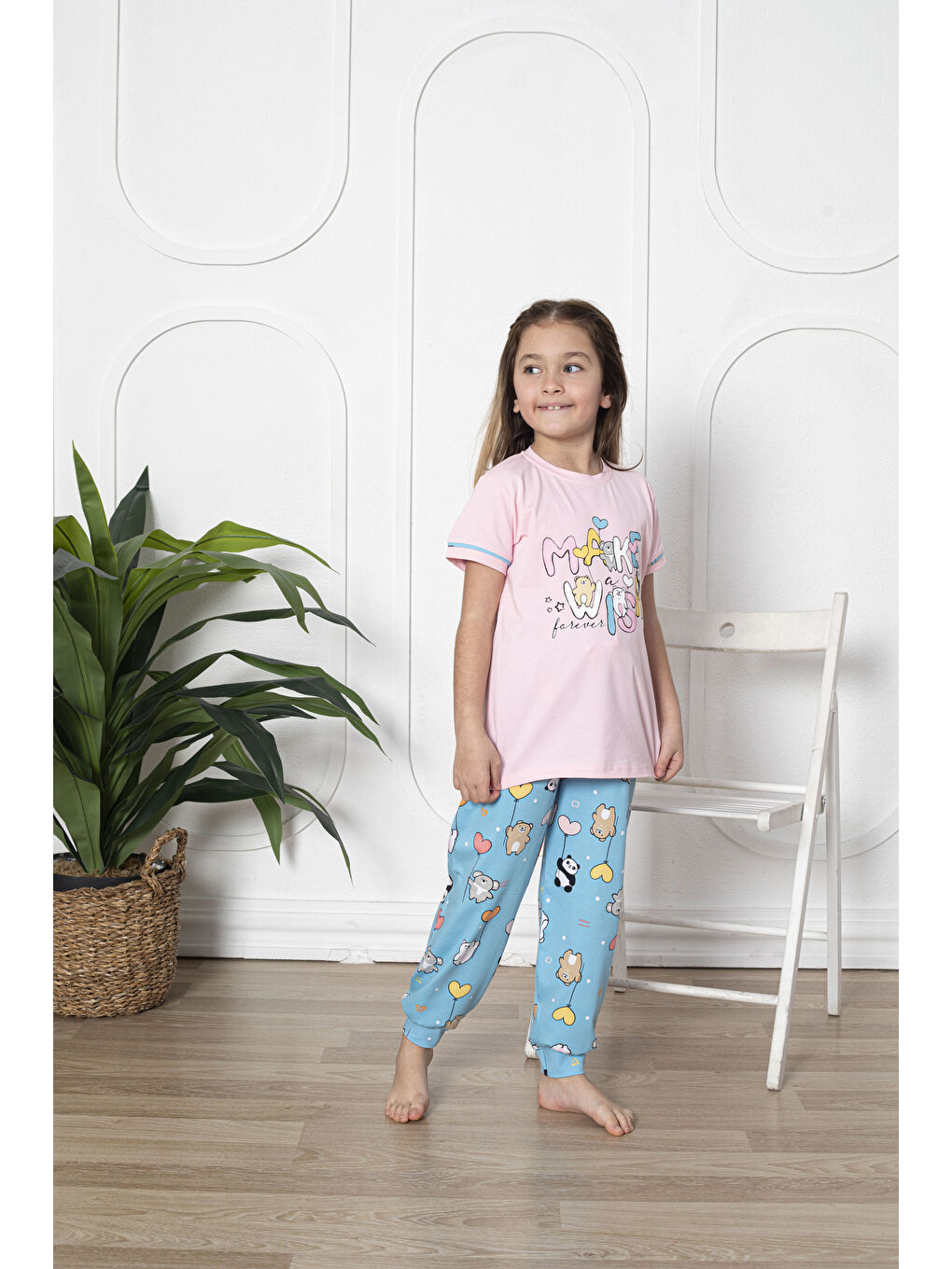 Kapi Kids Pembe Kız Çocuk Pandacık Baskılı Pijama Takımı Mnx 6080