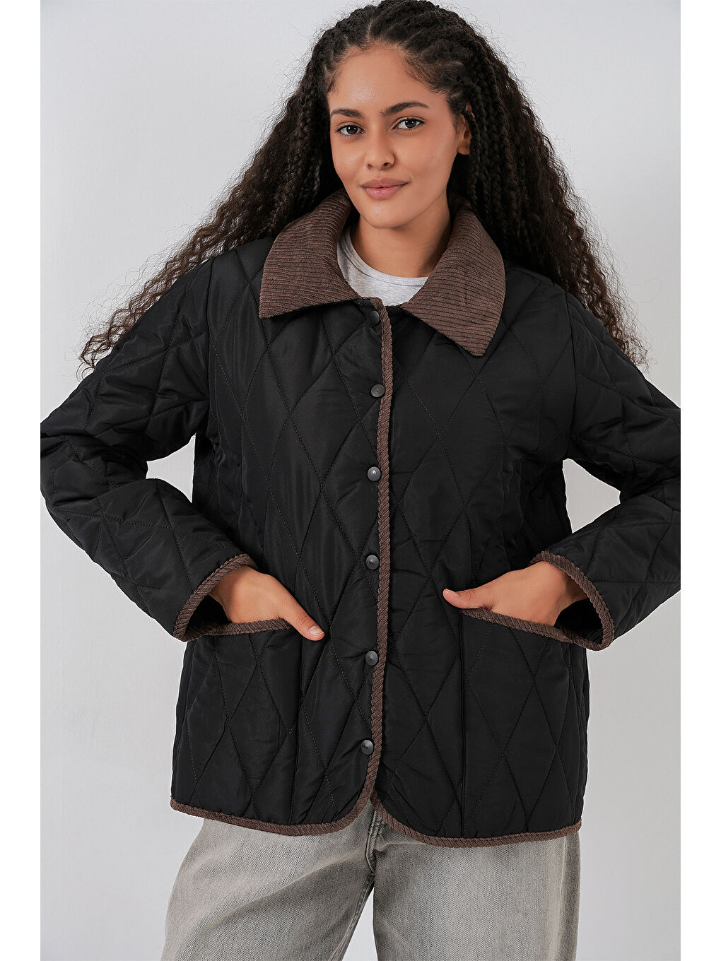 Kadın Kapitone Oversize Mont 5226 - Siyah