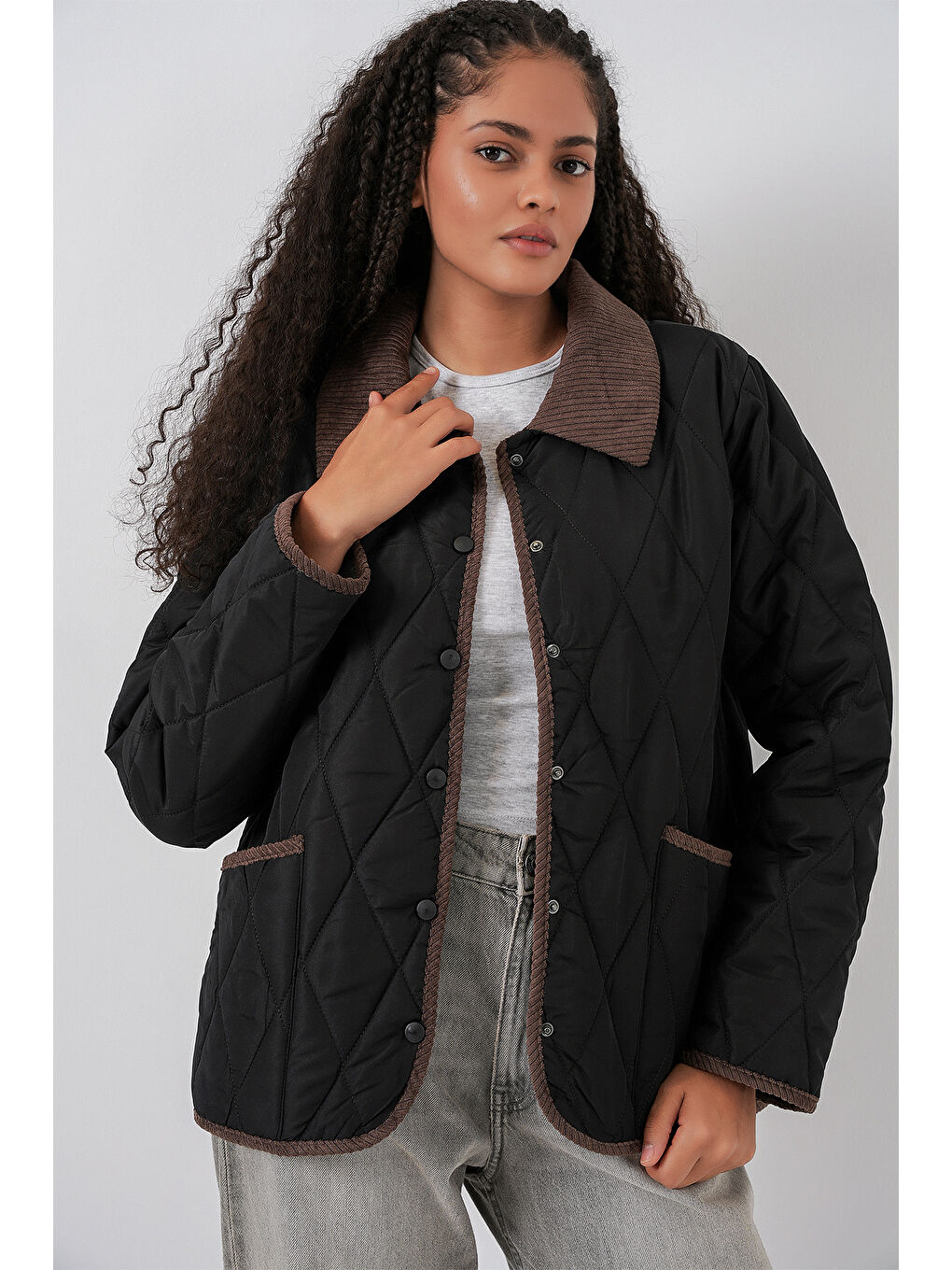 Kadın Kapitone Oversize Mont 5226 - Siyah-2
