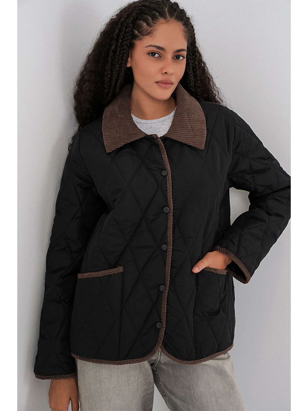 Kadın Kapitone Oversize Mont 5226 - Siyah-3