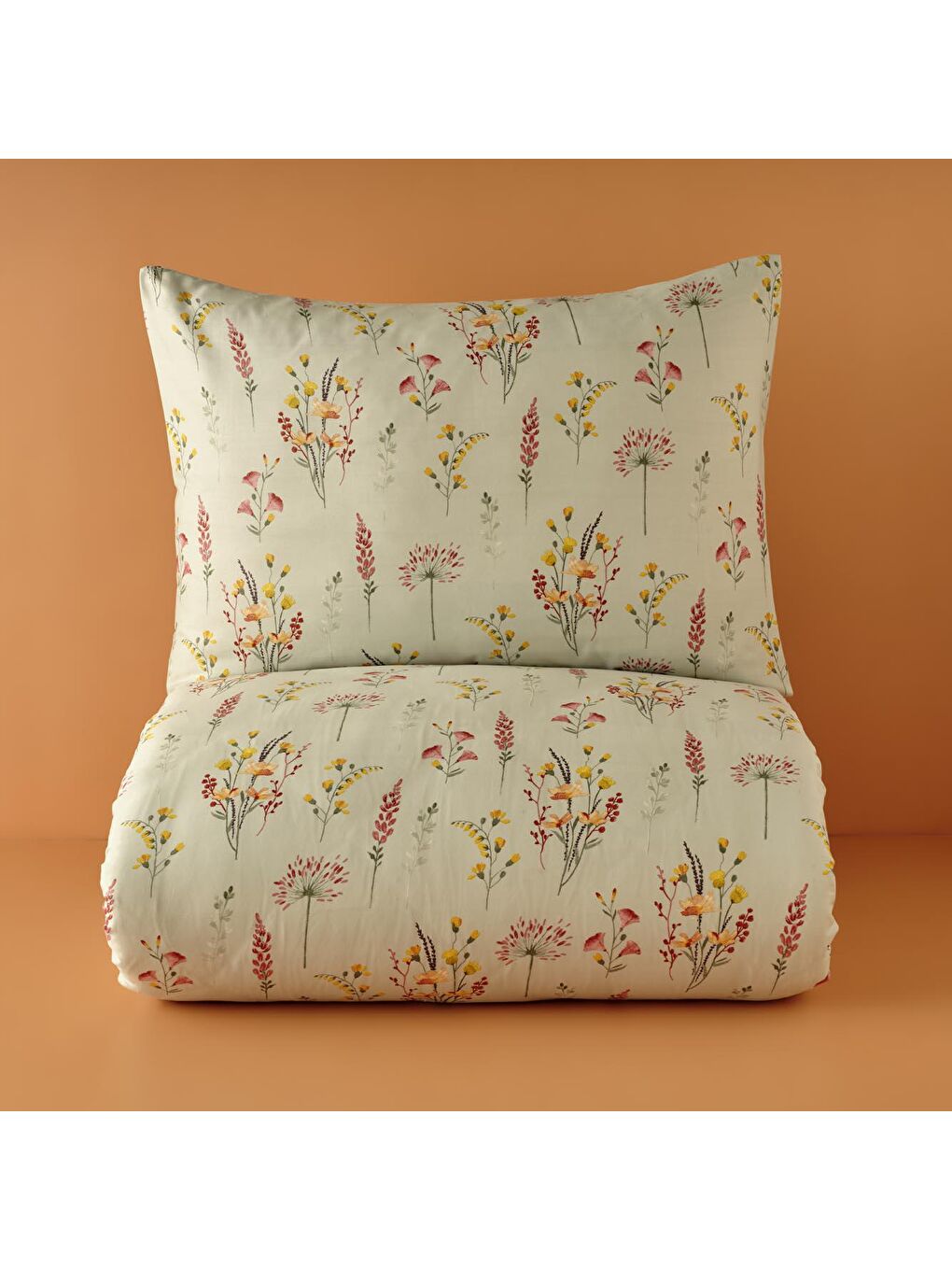 Beyaz %100 Pamuk Saten Flores Tek Kişilik Nevresim Seti Açık Yeşil-2