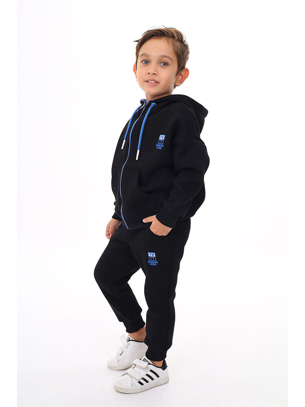 Siyah Erkek Çocuk Nakışlı Eşofman Takım-2