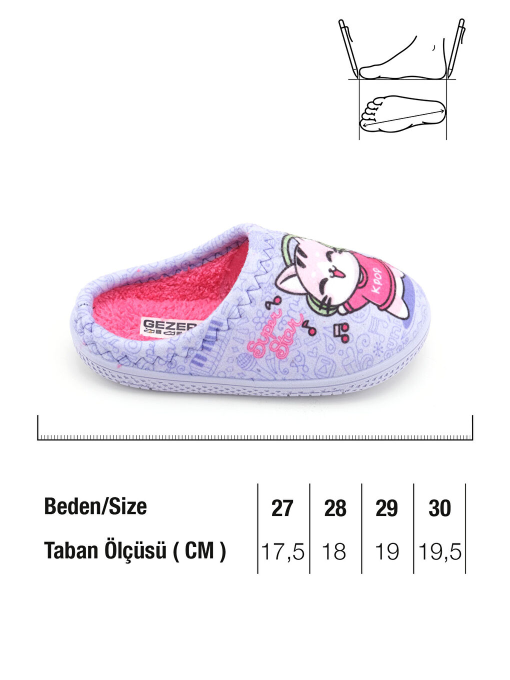 Lila Kız Çocuk Kışlık Rahat Taban Ev Bahçe Gondol Terlik-1
