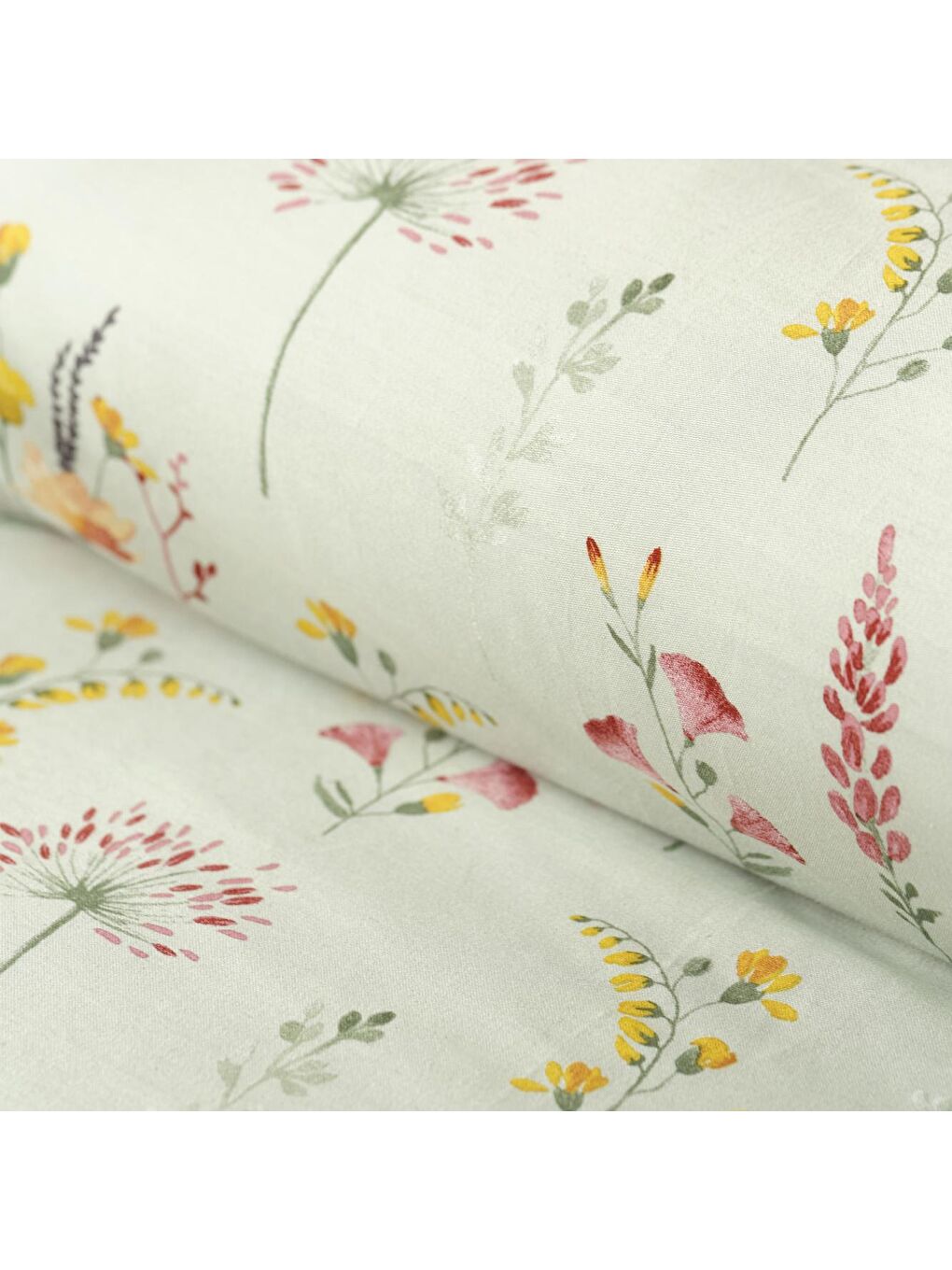 Beyaz %100 Pamuk Saten Flores Tek Kişilik Nevresim Seti Açık Yeşil-3