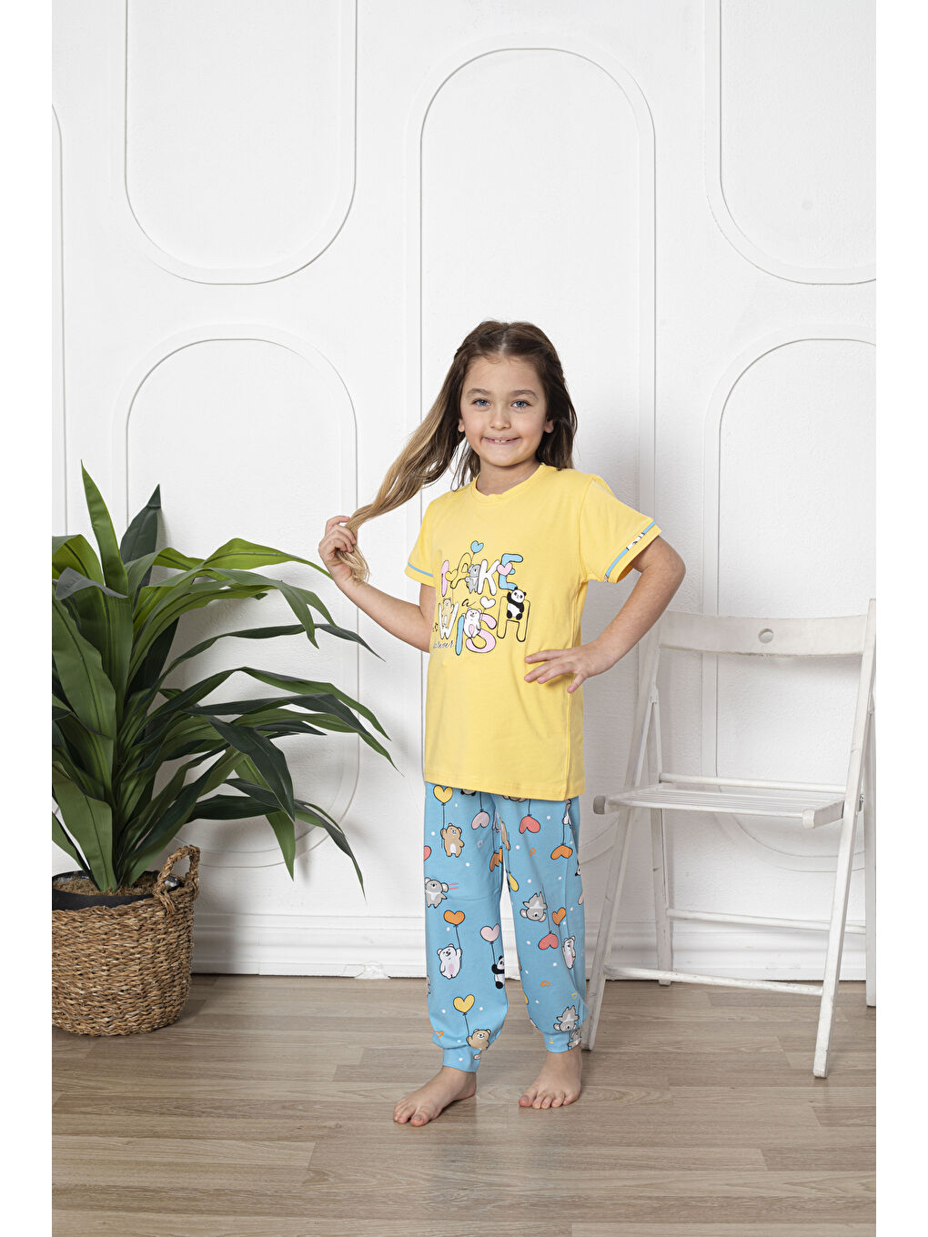 Kapi Kids Sarı Kız Çocuk Pandacık Baskılı Pijama Takımı Mnx 6080 - 2