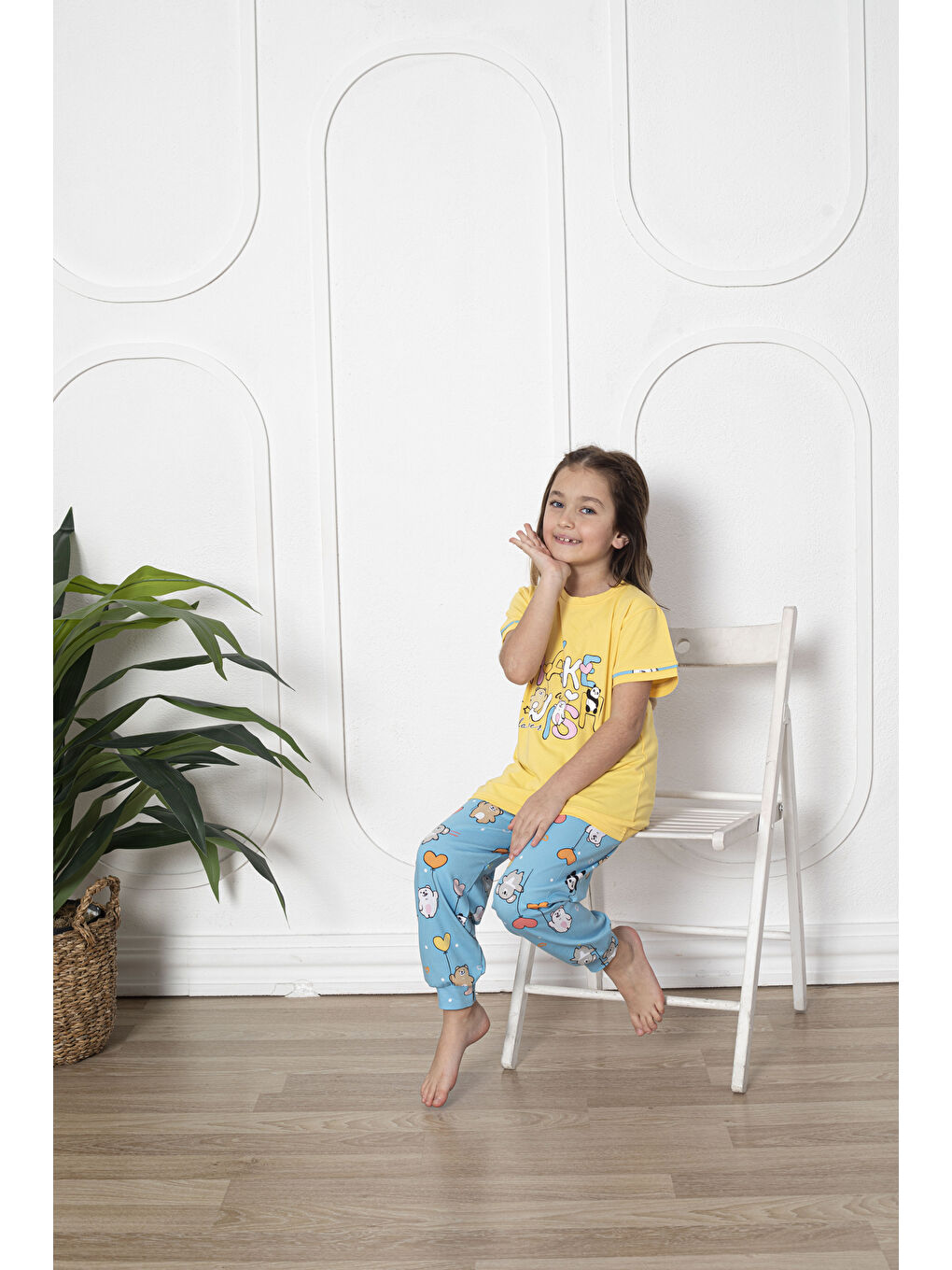 Kapi Kids Sarı Kız Çocuk Pandacık Baskılı Pijama Takımı Mnx 6080 - 3