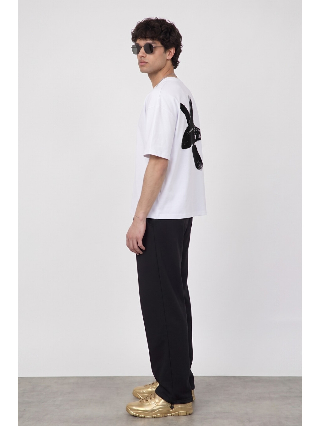 Erkek Boxy Star Beyaz Premium T-Shirt-4