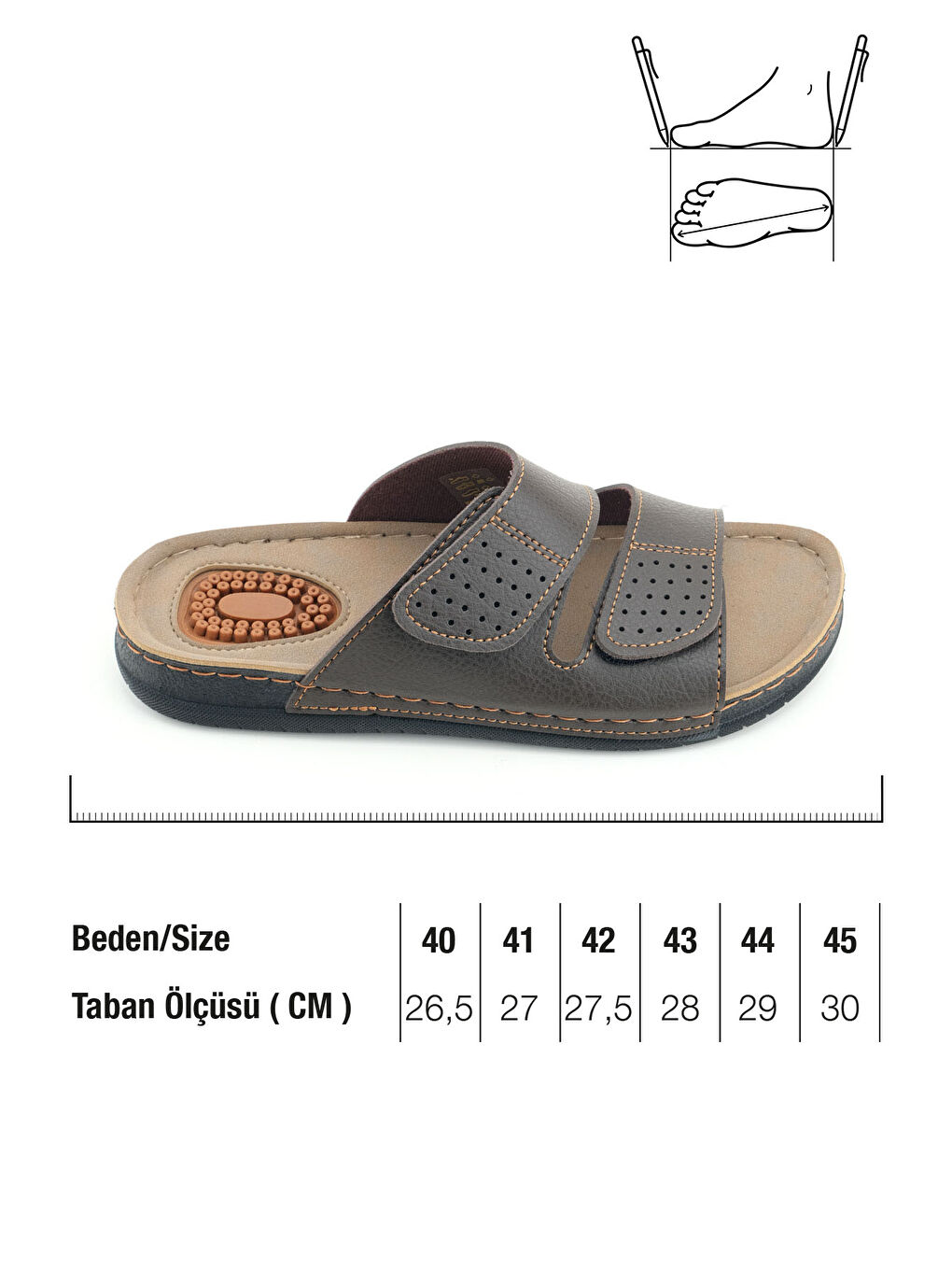 Kahverengi Yazlık İki Toka Ayarlanabilir Masaj Taban Erkek Terlik-1