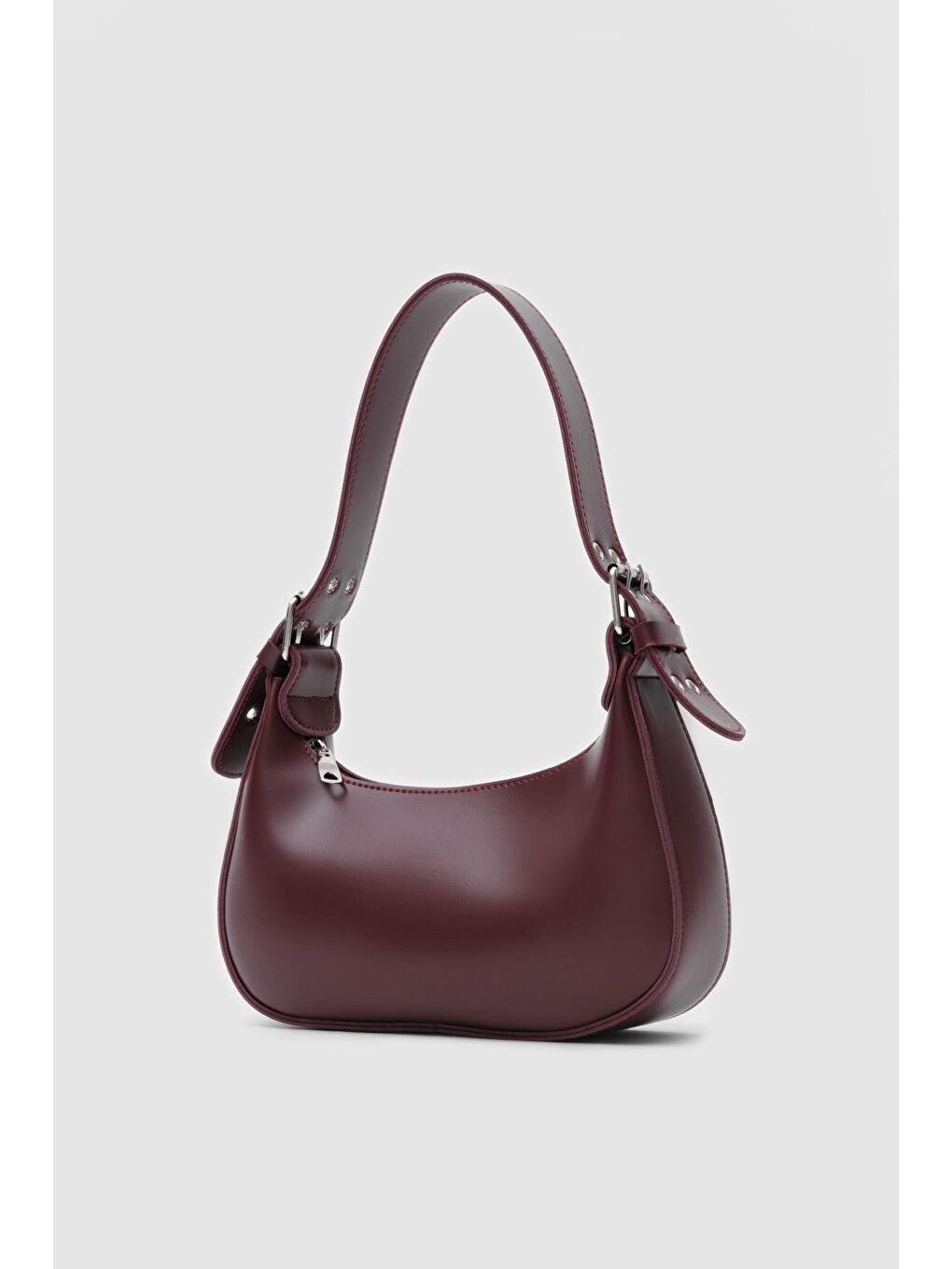 Muse Oval Baget Çanta Bordo-1