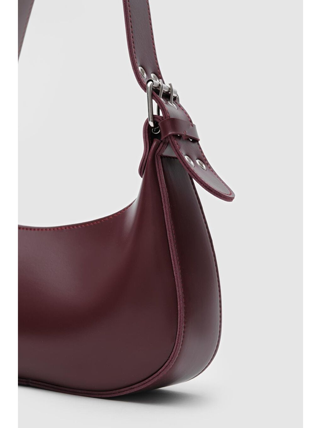 Muse Oval Baget Çanta Bordo-2