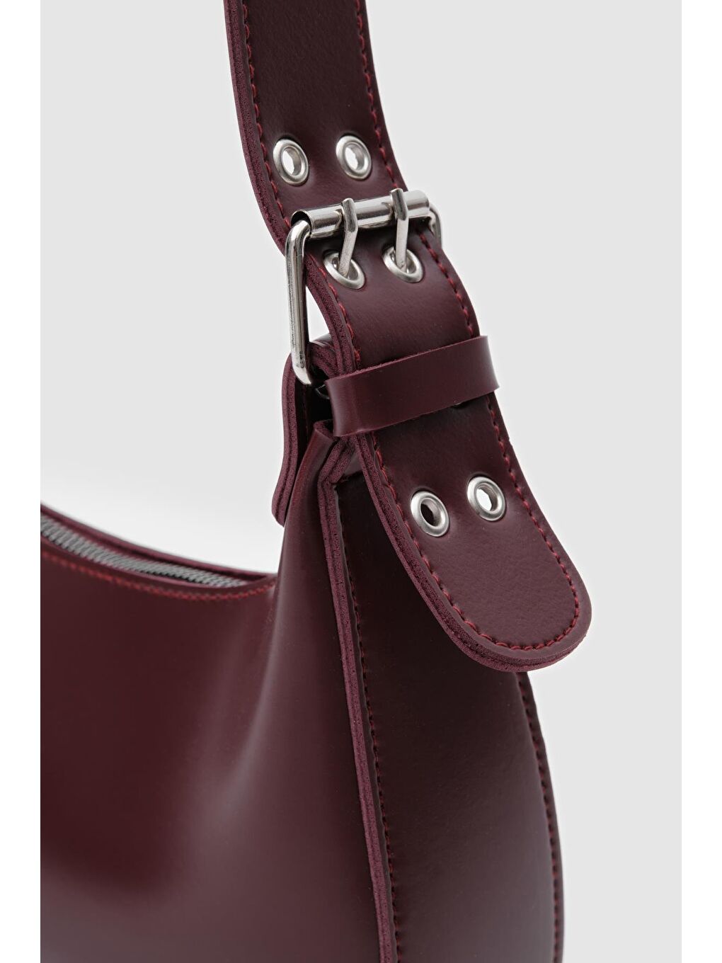 Muse Oval Baget Çanta Bordo-3