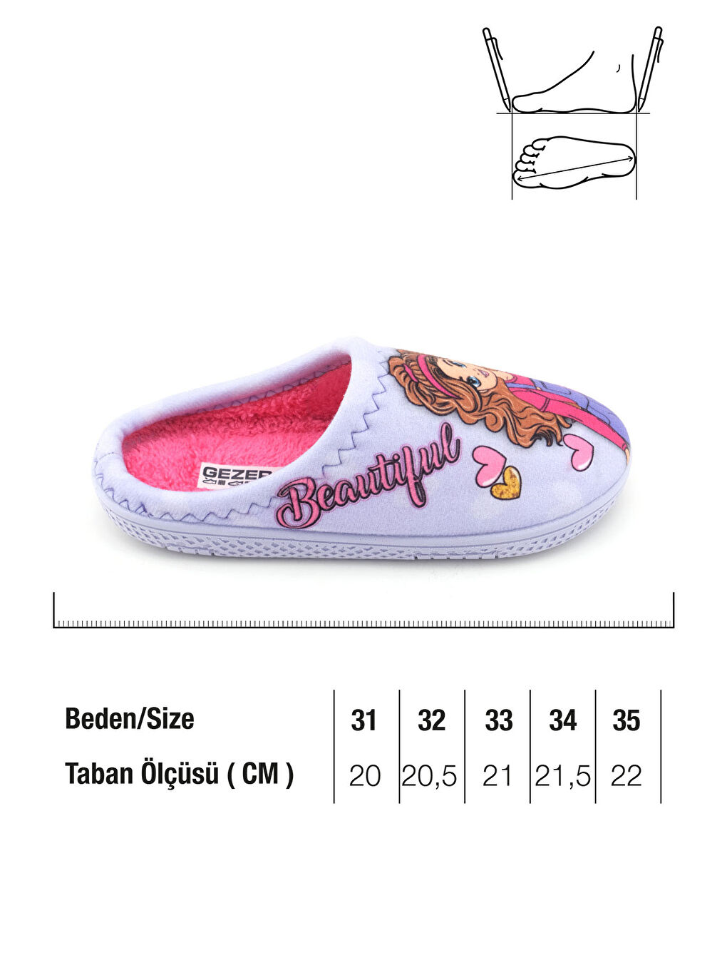 Lila Kız Çocuk Kışlık Rahat Taban Ev Bahçe Gondol Terlik-1